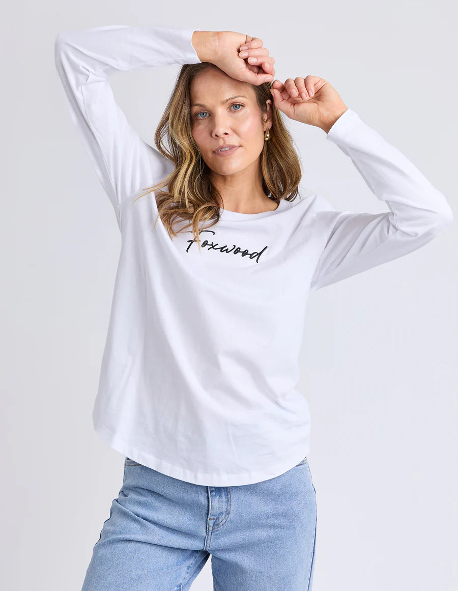 Foxwood Signature Long Sleeve Tee - White