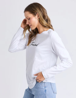 Collection of Foxwood Signature Long Sleeve Tee - White in a gallery layout