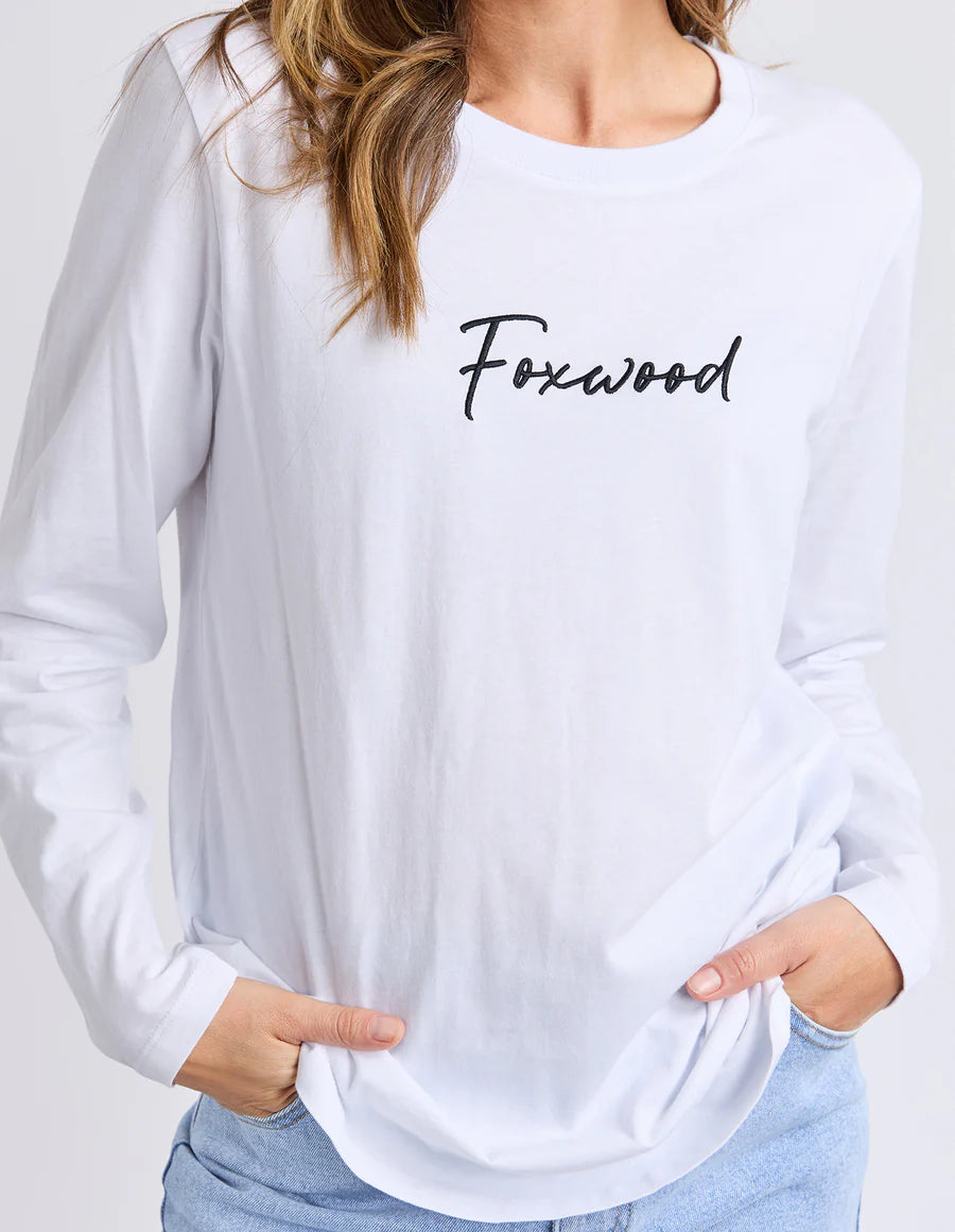 Collection of Foxwood Signature Long Sleeve Tee - White in a gallery layout