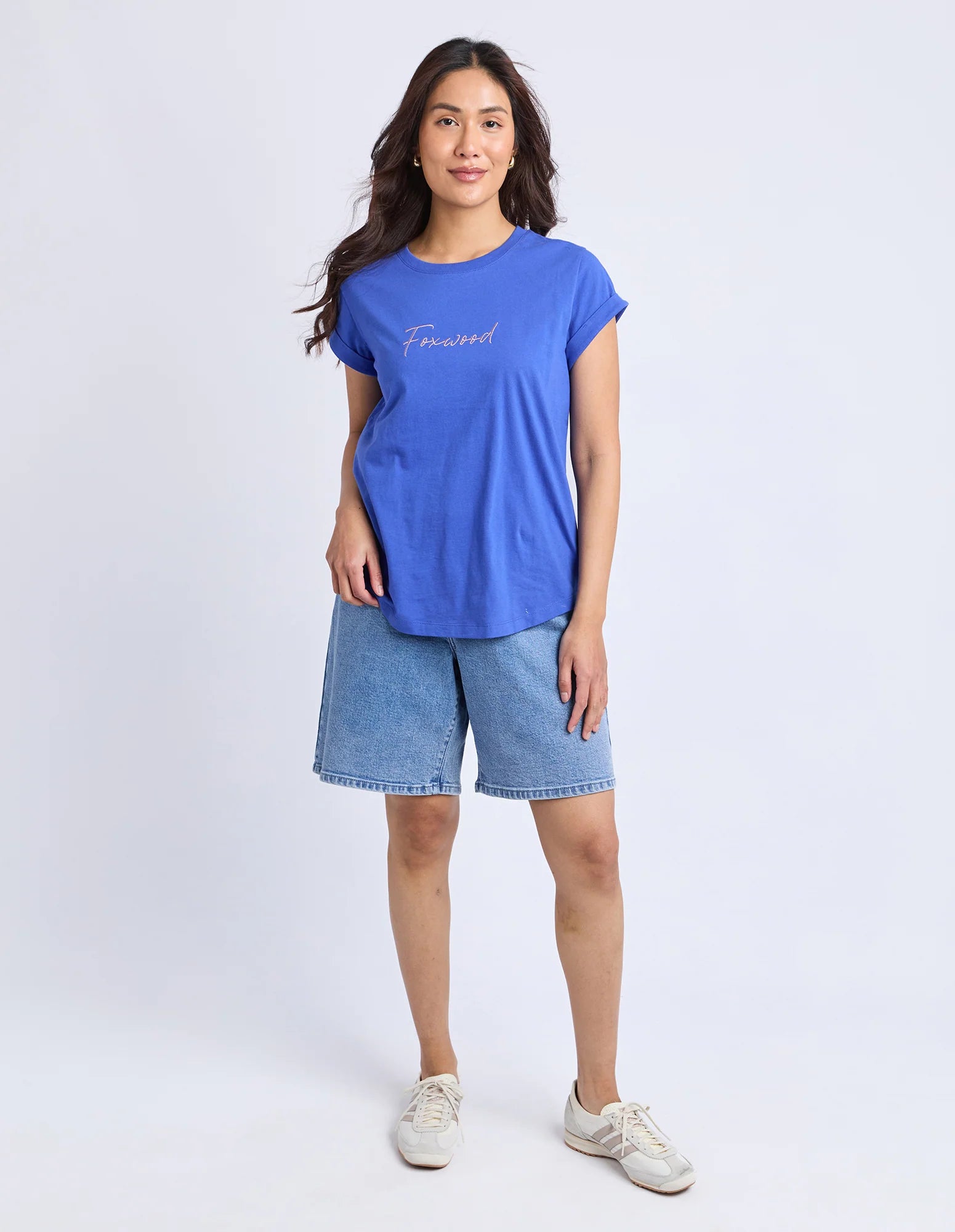 Collection of Foxwood Signature Contrast Tee - Blue with Lilac in a gallery layout