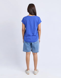 Collection of Foxwood Signature Contrast Tee - Blue with Lilac in a gallery layout