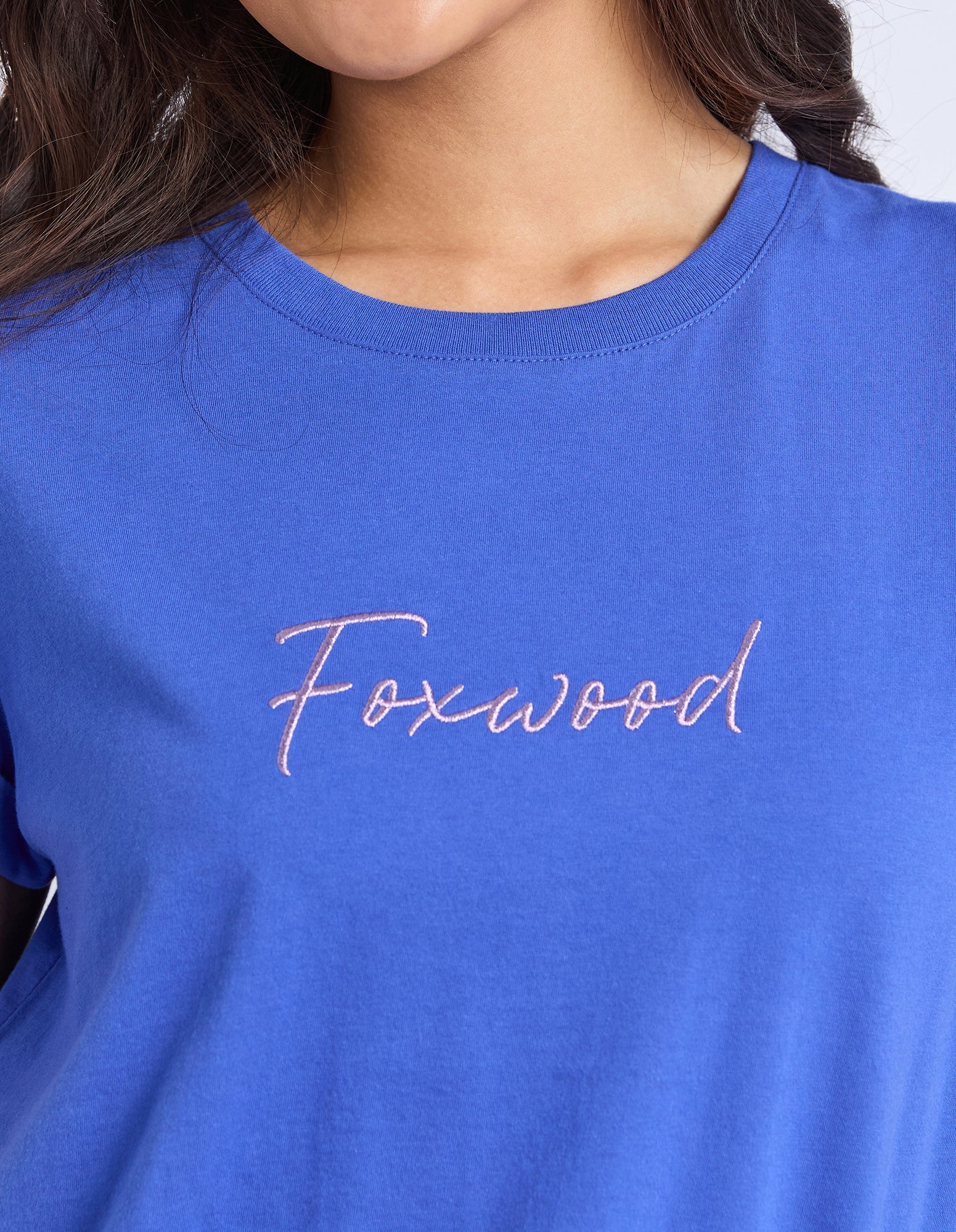 Collection of Foxwood Signature Contrast Tee - Blue with Lilac in a gallery layout