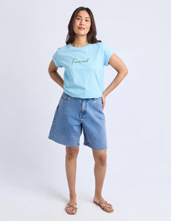 Collection of Foxwood Signature Contrast Tee - Light Blue with Lime in a gallery layout