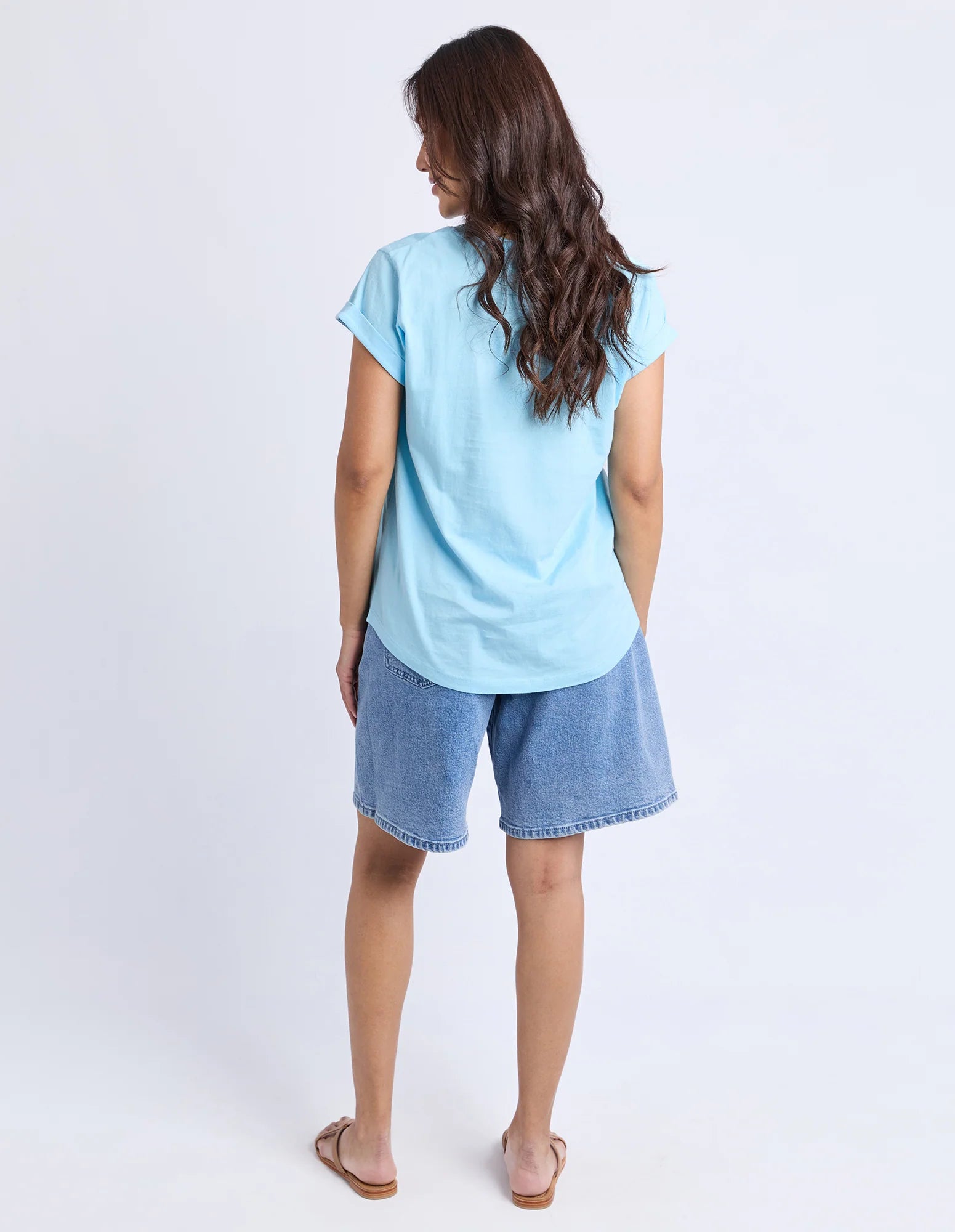 Foxwood Signature Contrast Tee - Light Blue with Lime