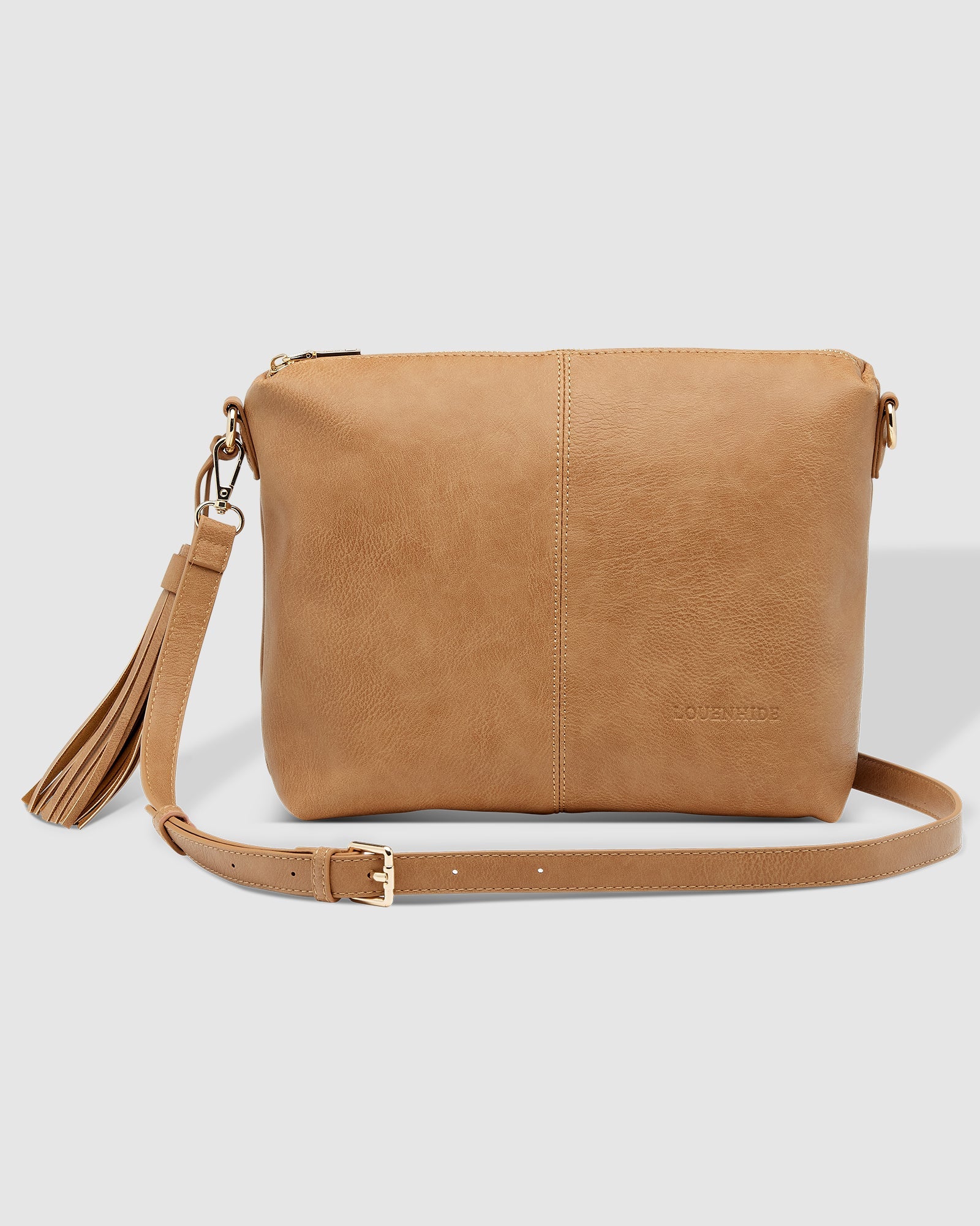 Collection of Louenhide Daisy Stripe Crossbody Bag  - Camel in a gallery layout