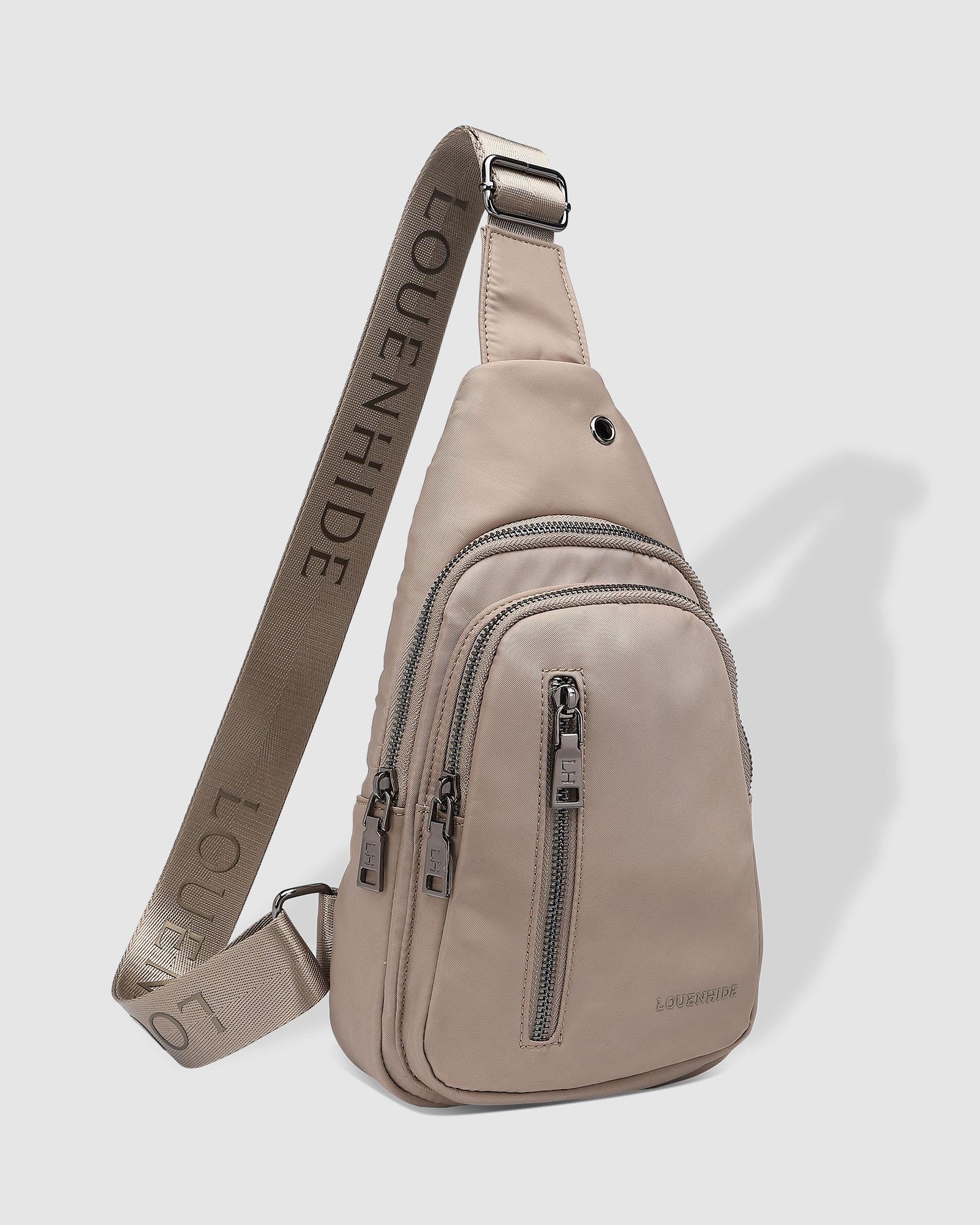 Collection of Louenhide Boyd Nylon Sling Bag - Beige in a gallery layout