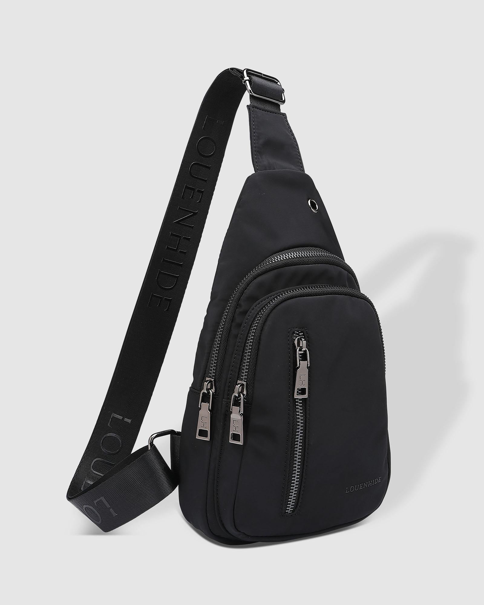 Collection of Louenhide Boyd Nylon Sling Bag - Black in a gallery layout