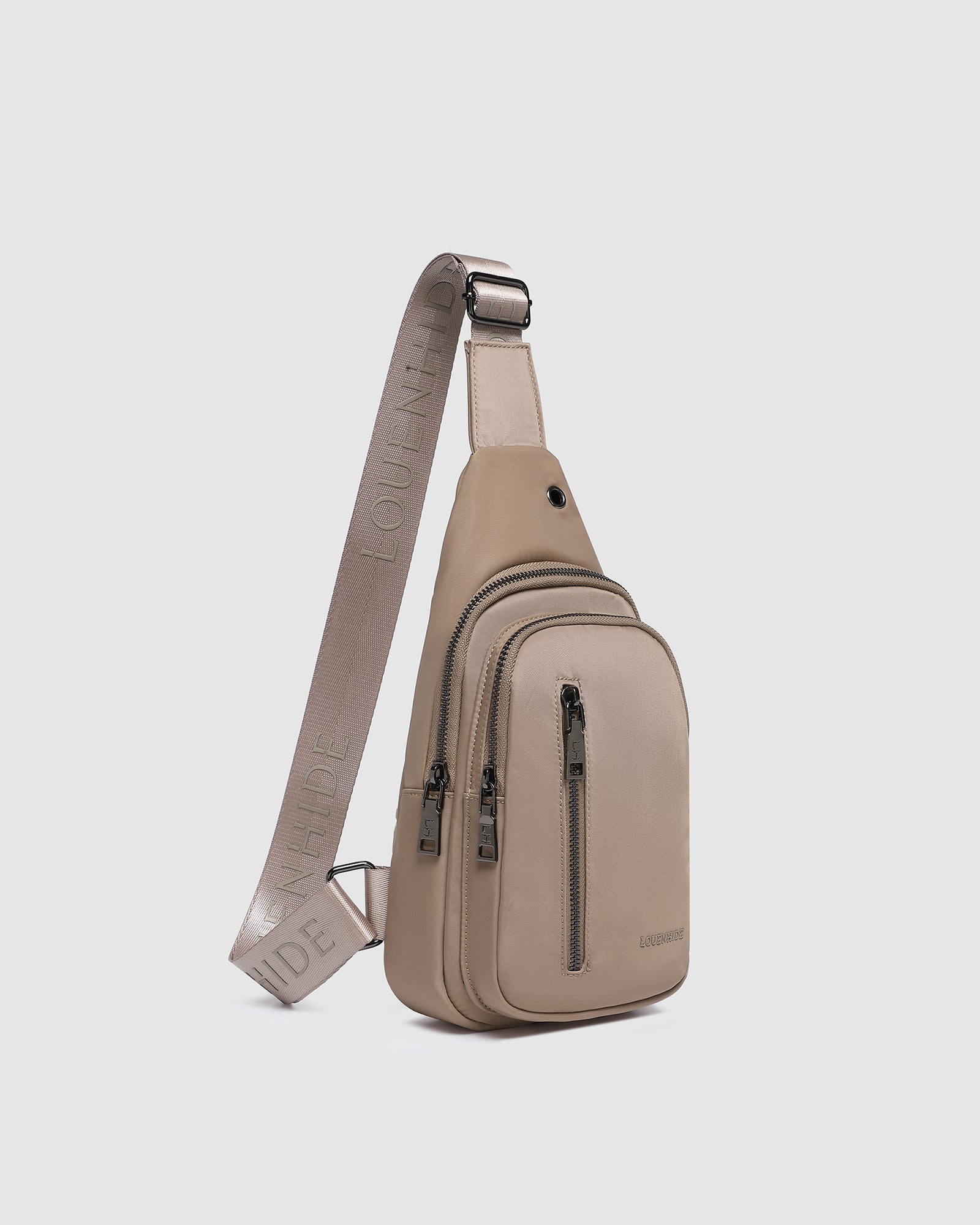 Collection of Louenhide Boyd Nylon Sling Bag - Mocha in a gallery layout