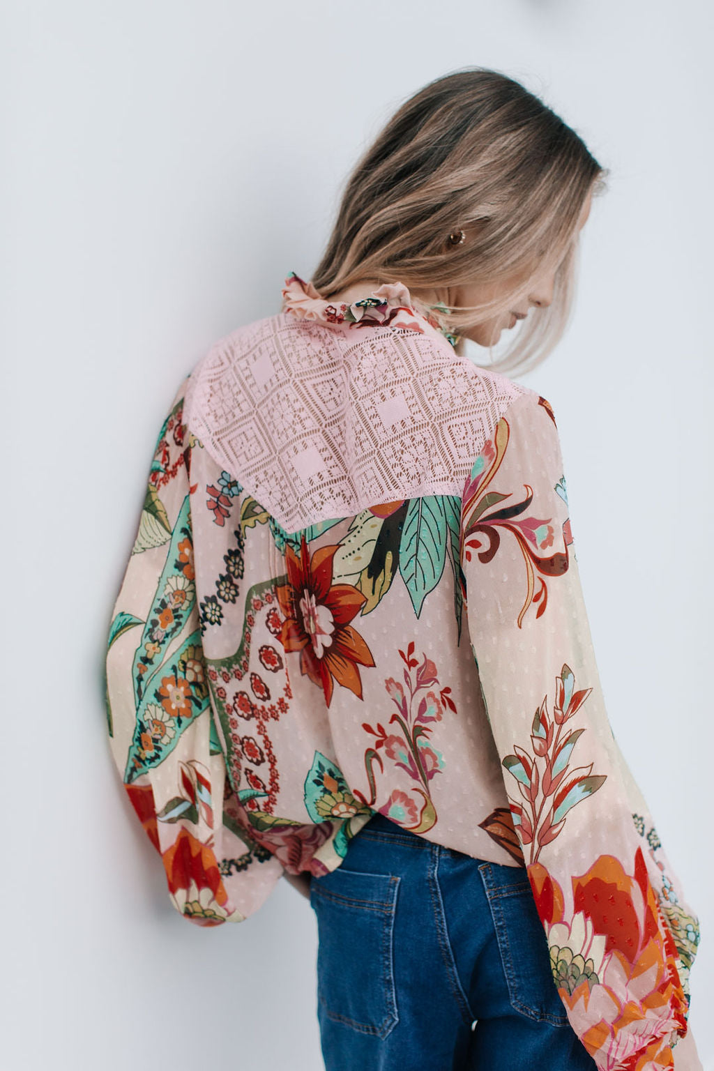 Joop and Gypsy St Tropez Balloon Sleeve Blouse - Multi Dobby