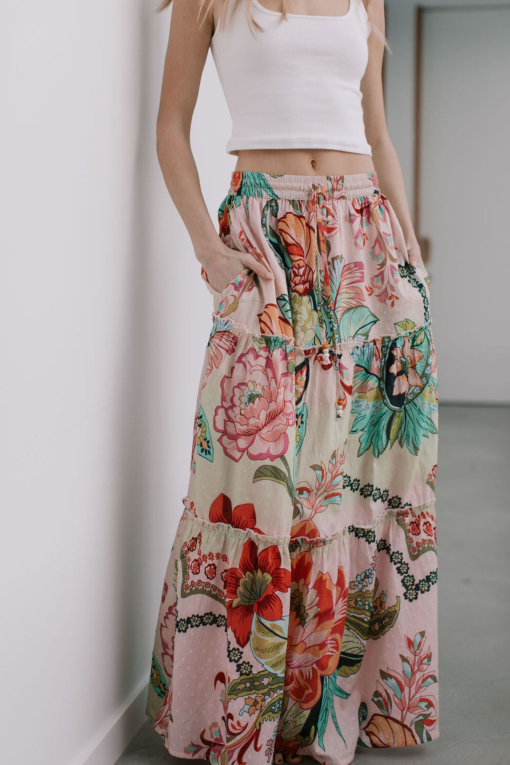Collection of Joop and Gypsy St Tropez Tier Maxi Skirt - Multi Dobby in a gallery layout