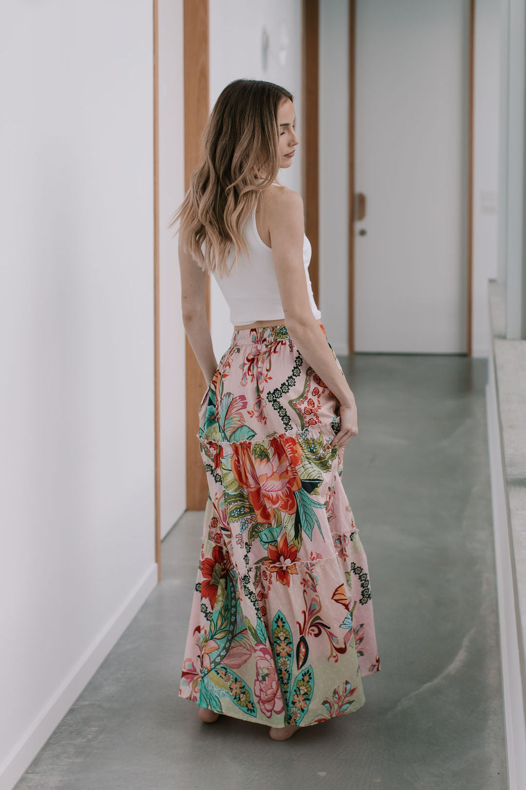 Collection of Joop and Gypsy St Tropez Tier Maxi Skirt - Multi Dobby in a gallery layout