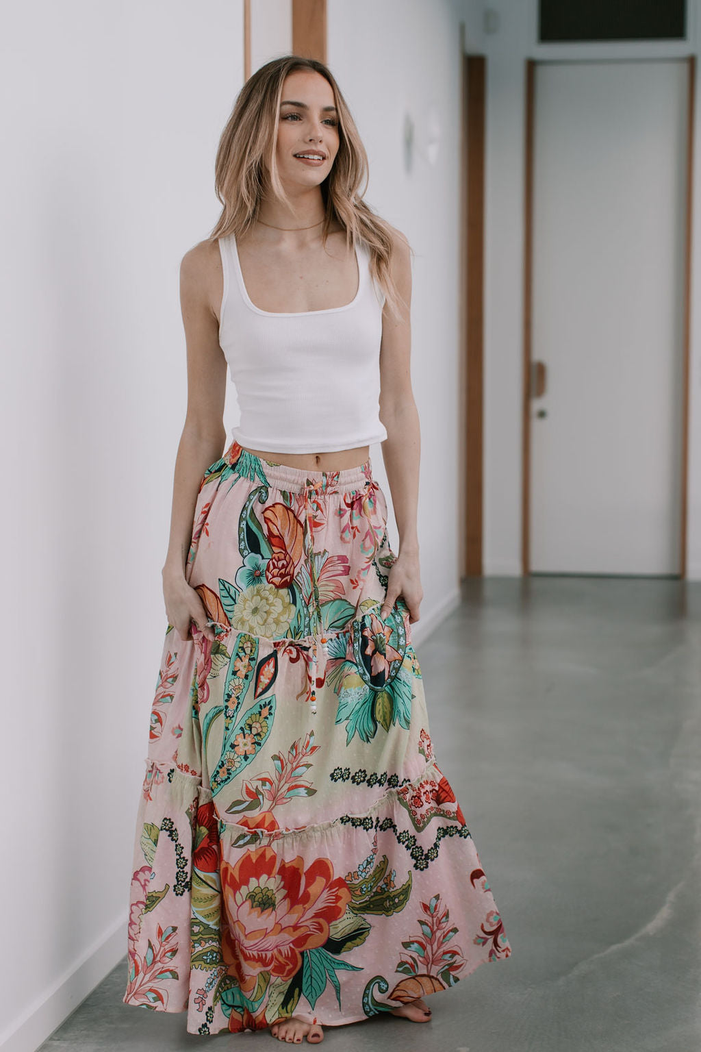 Joop and Gypsy St Tropez Tier Maxi Skirt - Multi Dobby