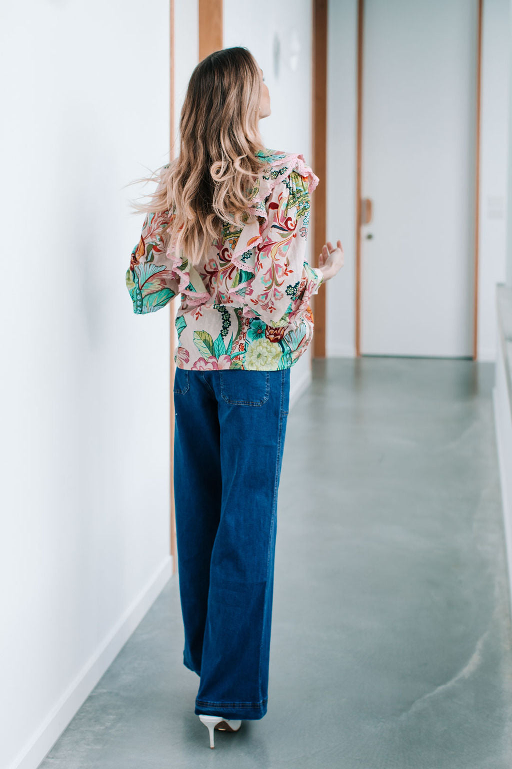 Collection of Joop and Gypsy St Tropez Ruffle Top - Multi Dobby in a gallery layout