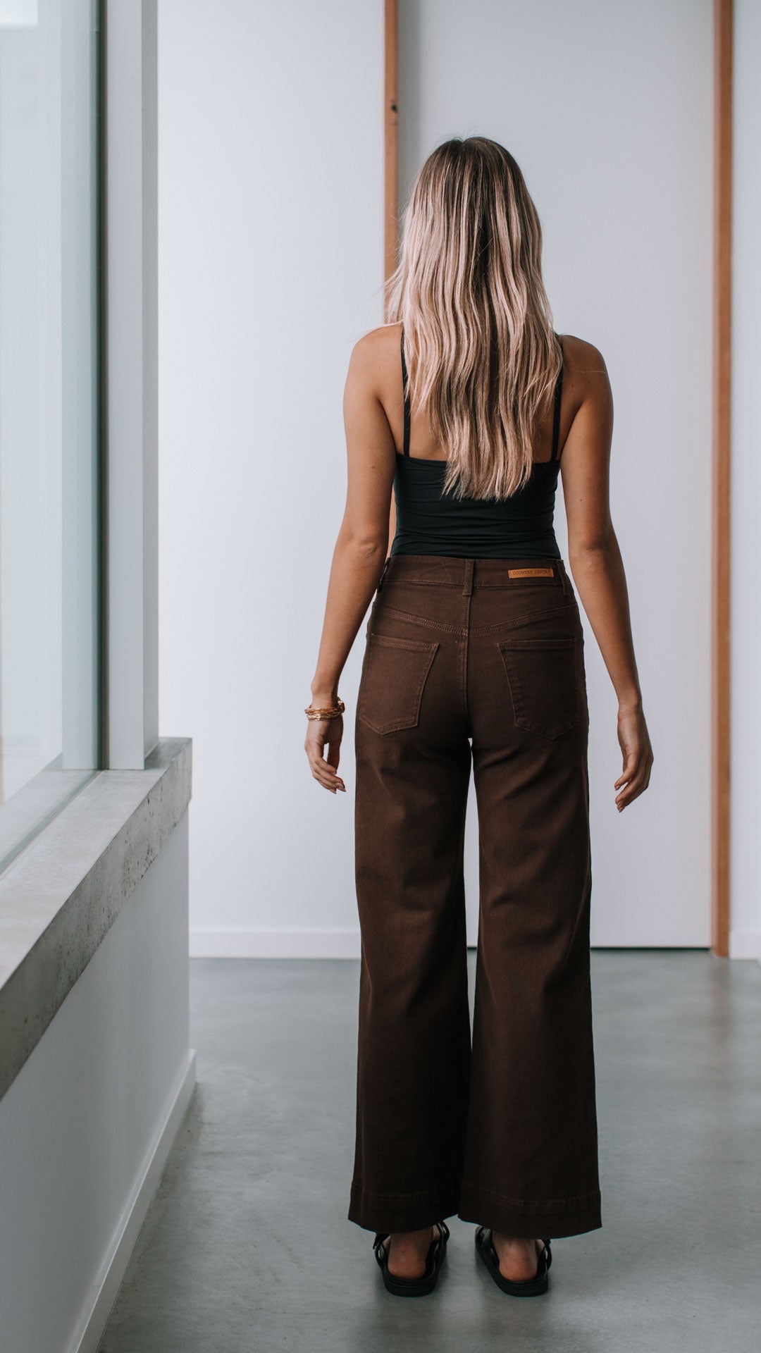 Collection of Country Denim Stretch Baggy Jean - Chocolate in a gallery layout