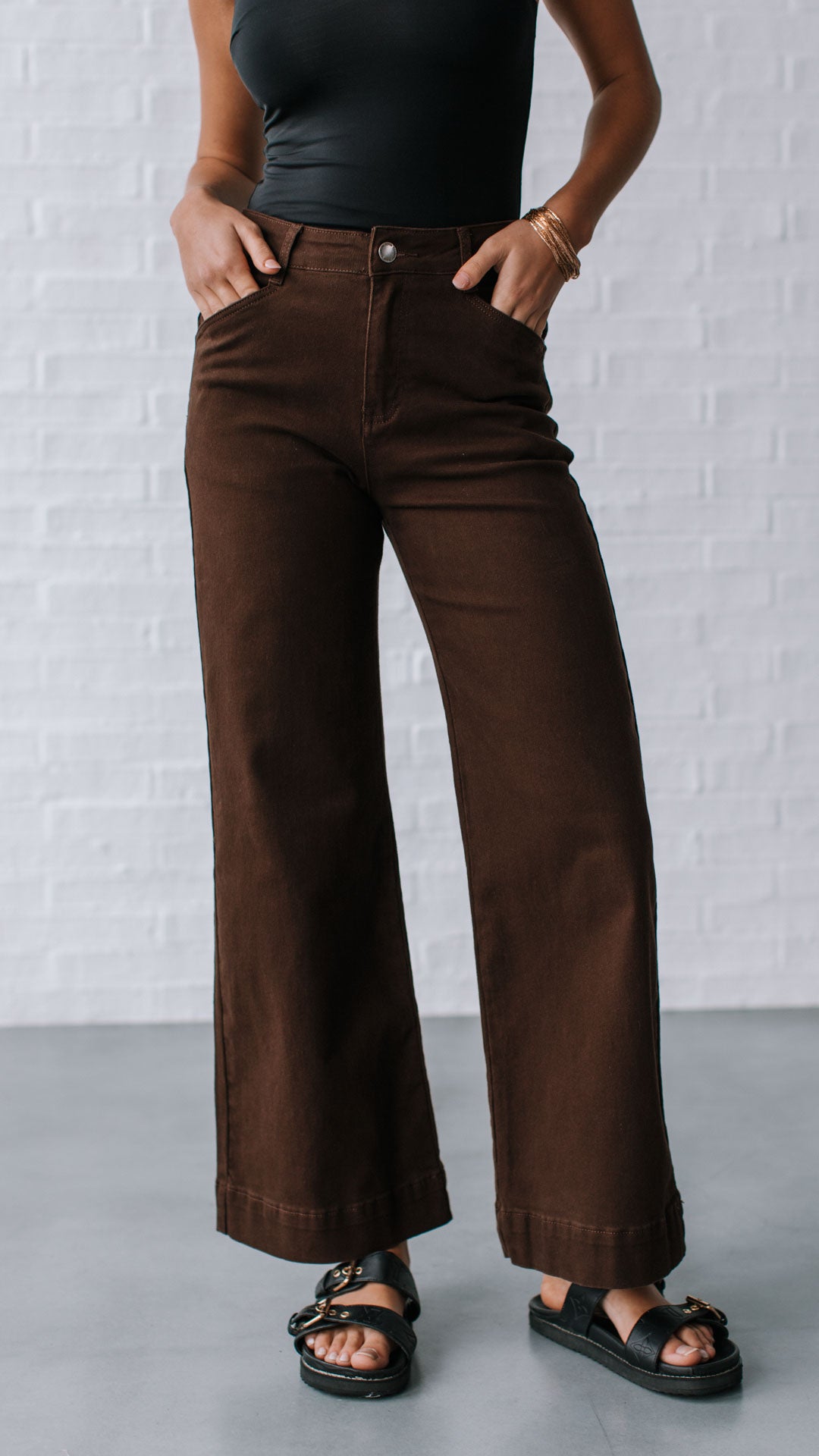 Country Denim Stretch Baggy Jean - Chocolate