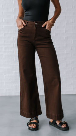 Collection of Country Denim Stretch Baggy Jean - Chocolate in a gallery layout