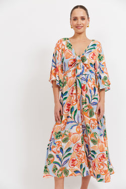 Collection of Haven Baja Tie Midi Dress - Tide in a gallery layout