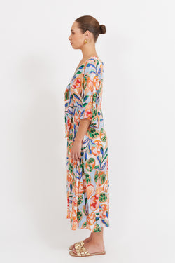 Collection of Haven Baja Tie Midi Dress - Tide in a gallery layout