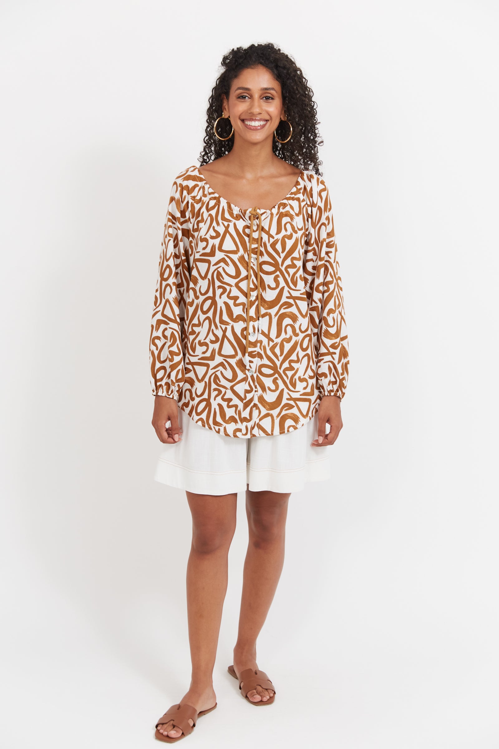 Haven Bahama Button Tie Top - Opus Tan