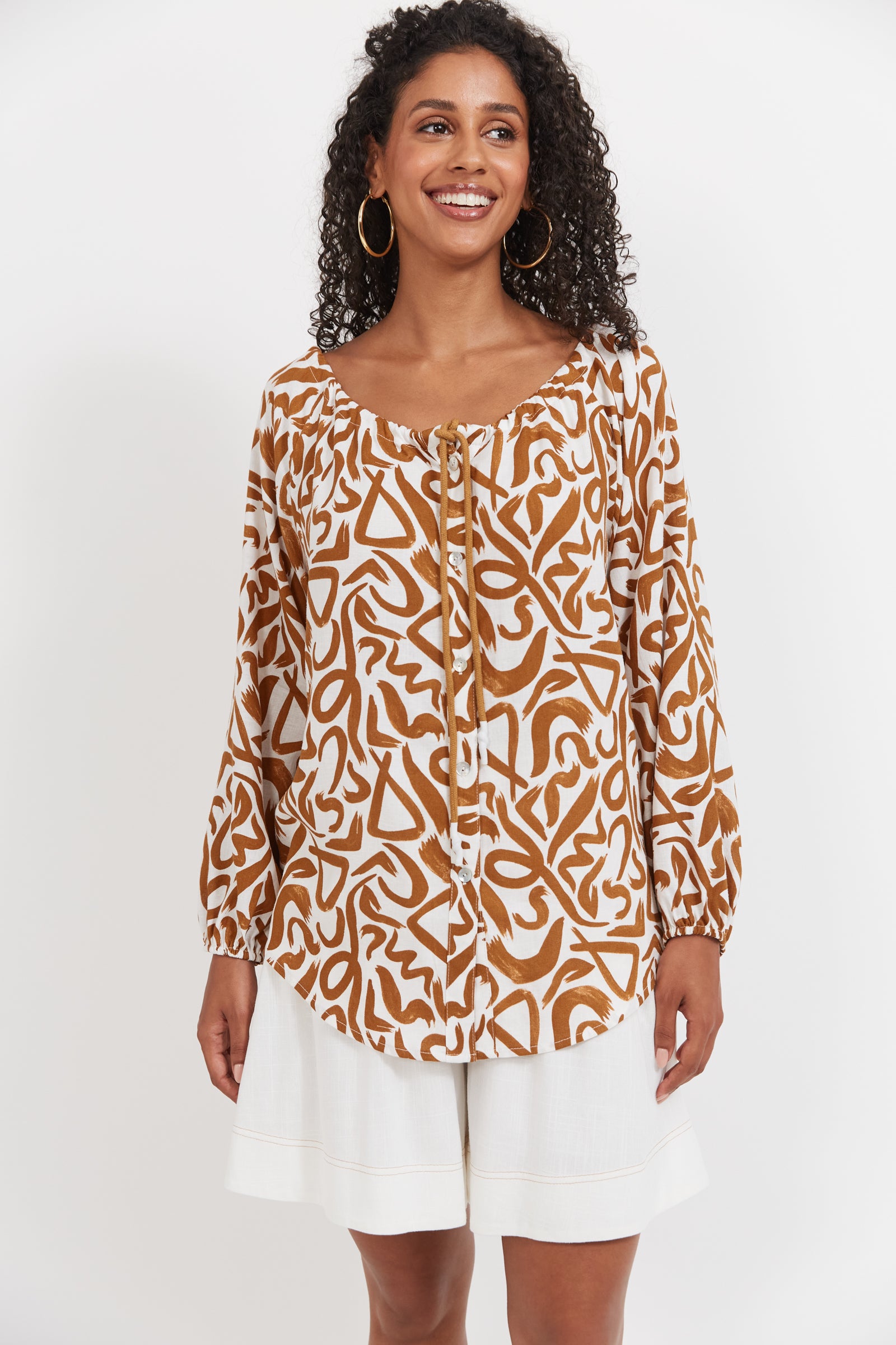 Haven Bahama Button Tie Top - Opus Tan