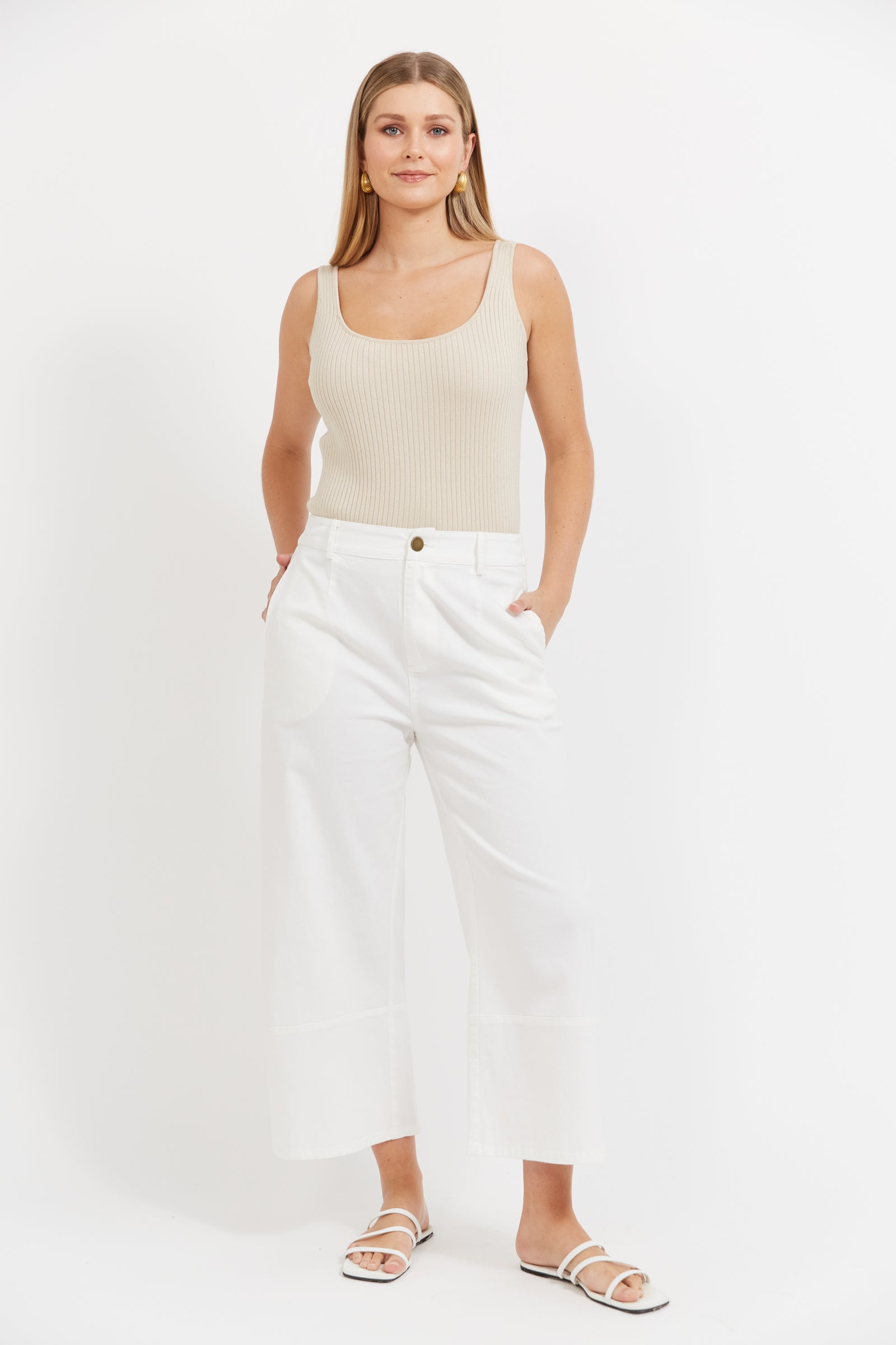 Collection of Haven Panama Pant - White in a gallery layout