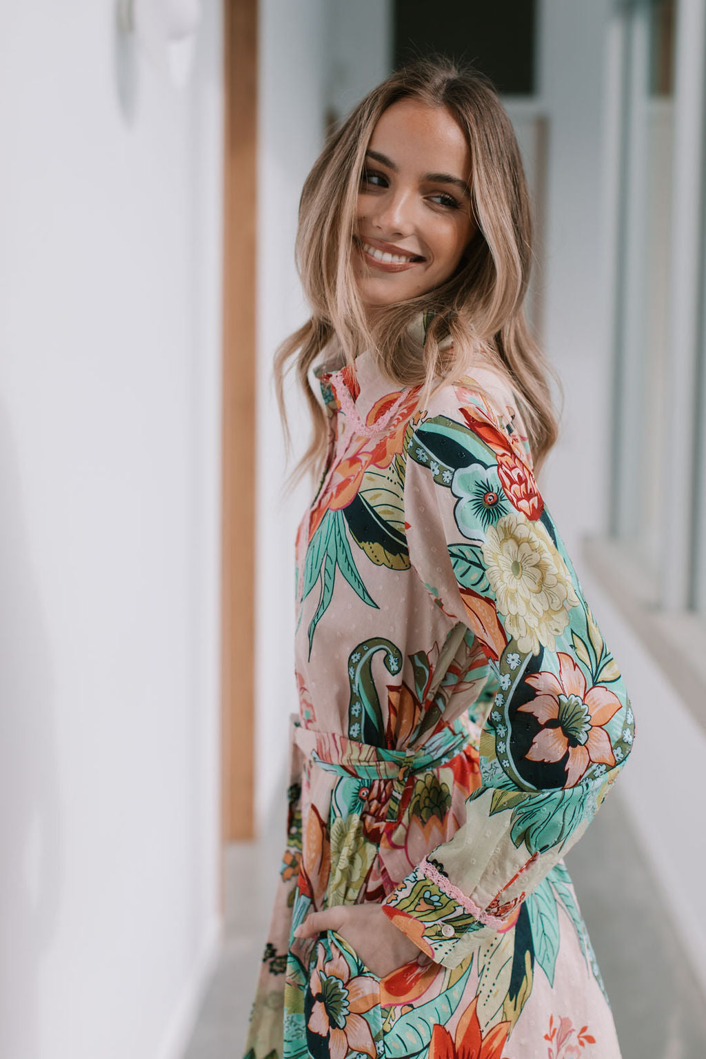 Collection of Joop and Gypsy St Tropez Tie Shirt Dress - Multi Dobby in a gallery layout