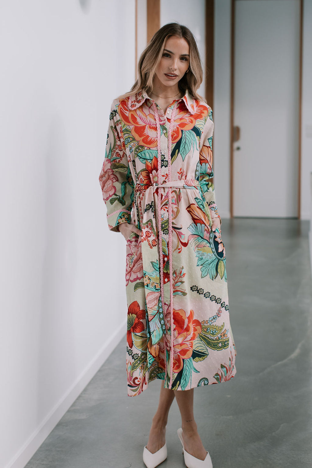 Collection of Joop and Gypsy St Tropez Tie Shirt Dress - Multi Dobby in a gallery layout