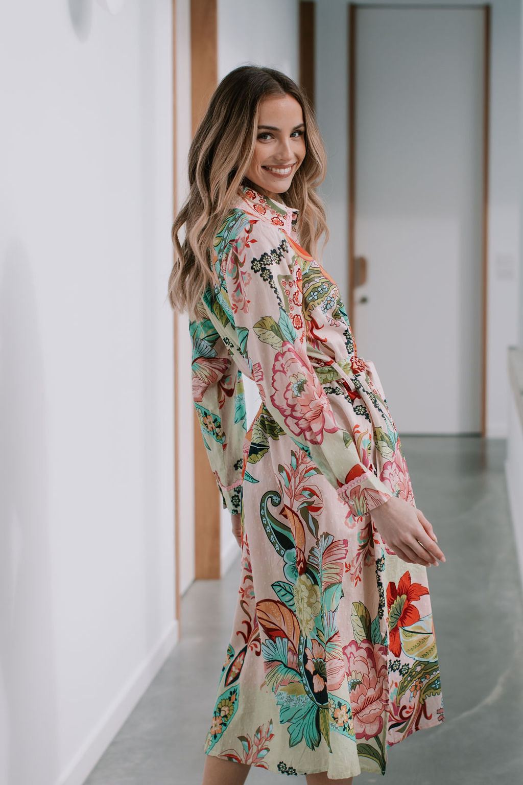 Collection of Joop and Gypsy St Tropez Tie Shirt Dress - Multi Dobby in a gallery layout