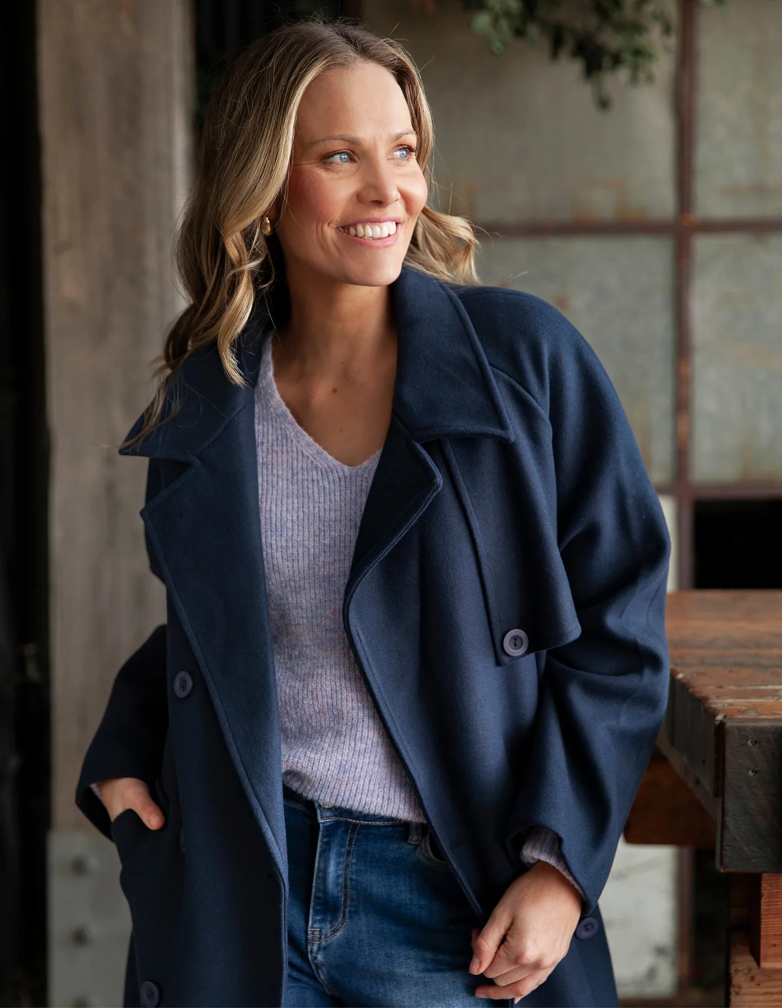 Collection of Elm Clemence Coat - Dark Sapphire in a gallery layout