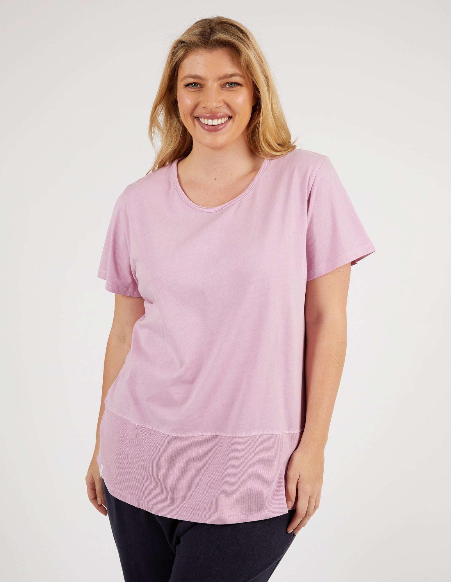 Image of Elm Rib S/S Tee - Peony Pink