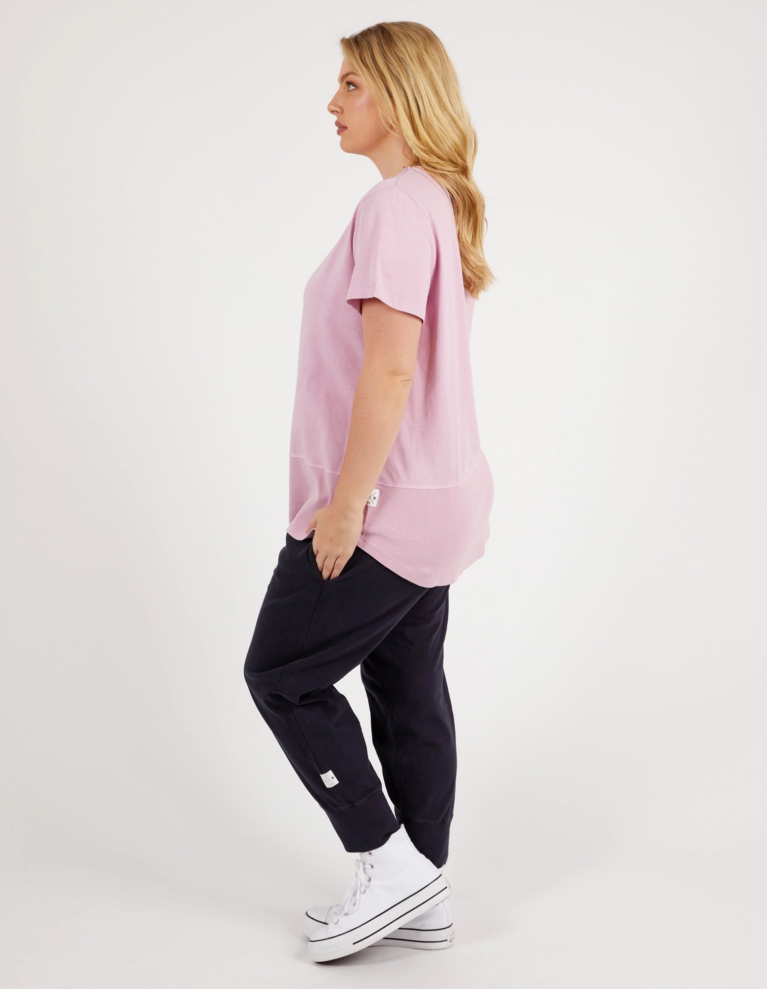 Image of Elm Rib S/S Tee - Peony Pink
