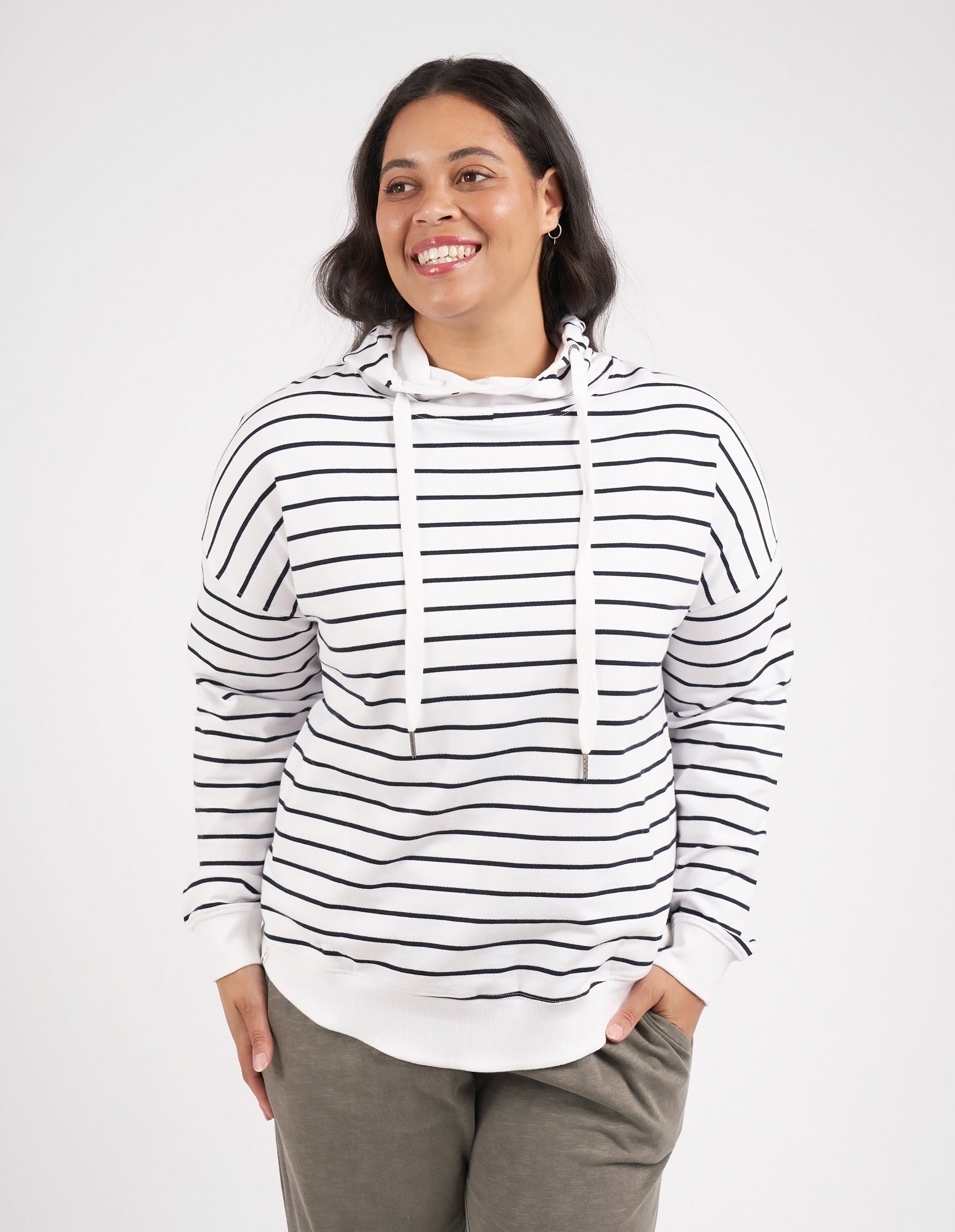 Elm Lounger Scoop Hoody - Stripe White/Navy