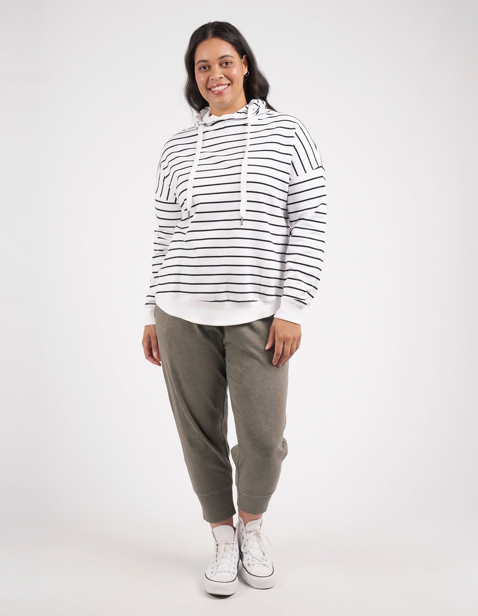 Elm Lounger Scoop Hoody - Stripe White/Navy