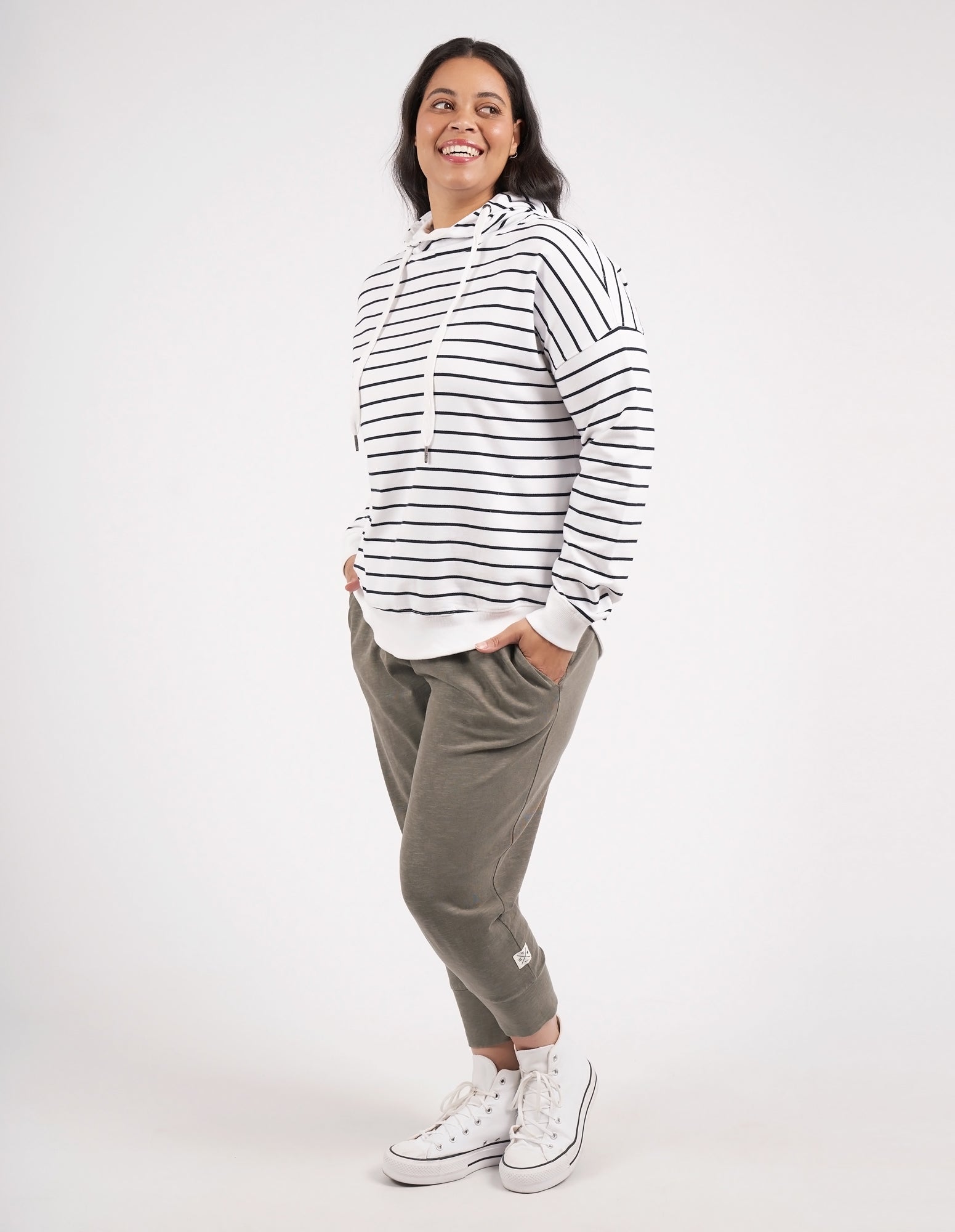 Elm Lounger Scoop Hoody - Stripe White/Navy