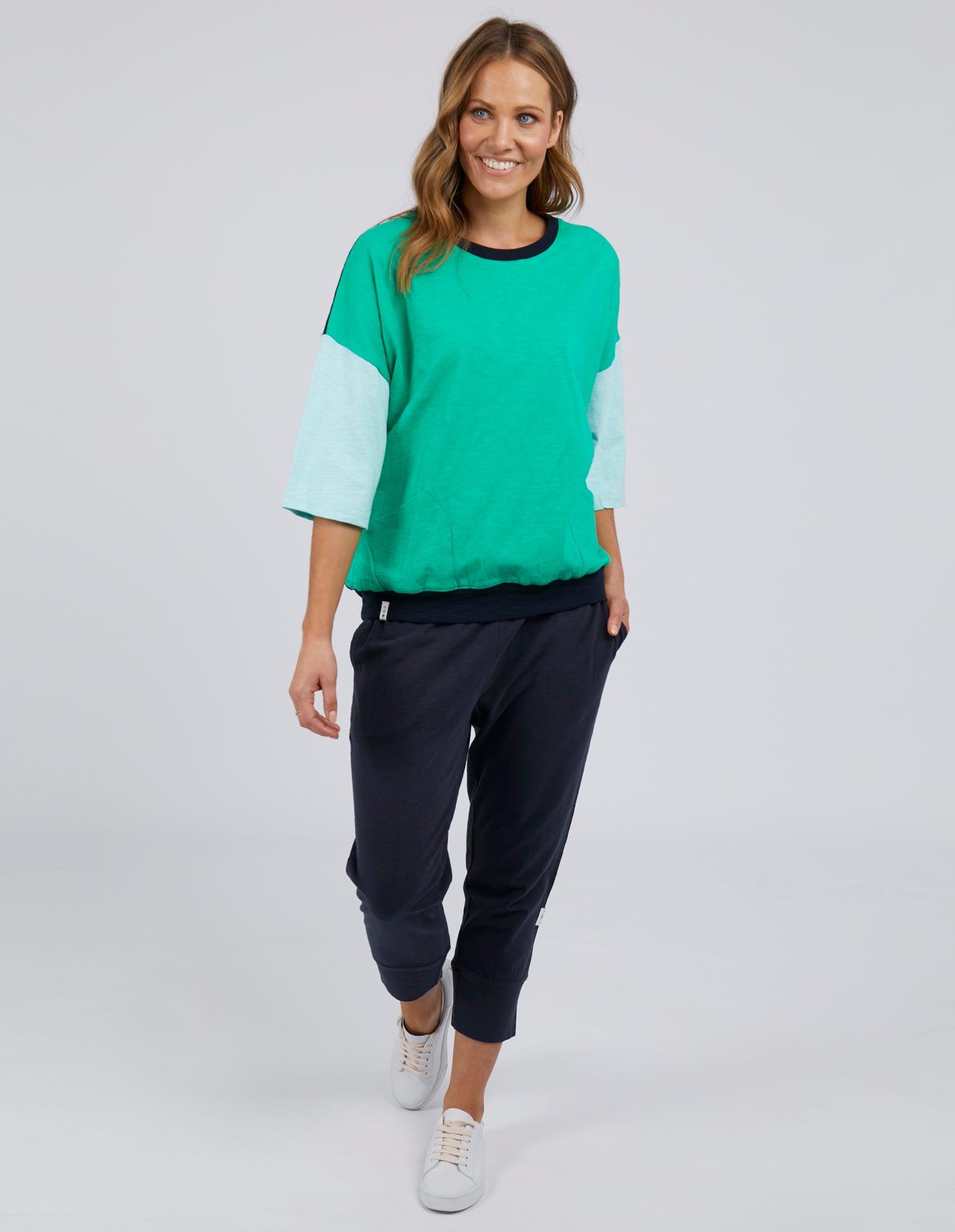 Image of Elm Mazie Colour Block Sweat - Green/Lagoon/Navy