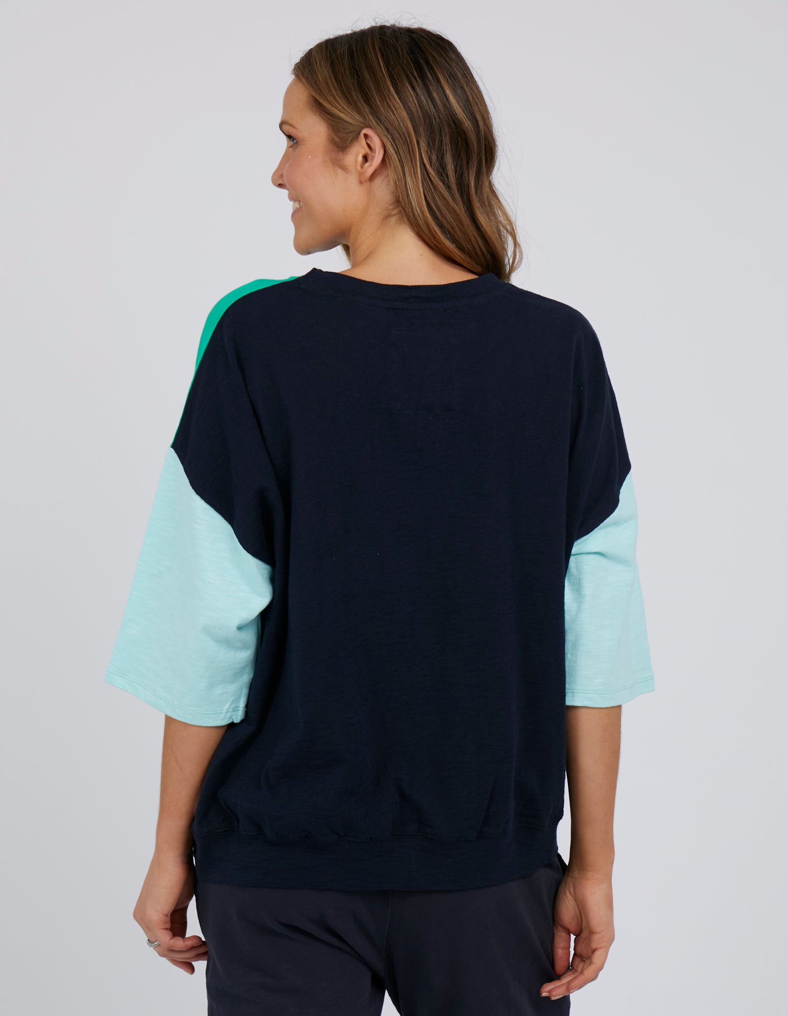 Image of Elm Mazie Colour Block Sweat - Green/Lagoon/Navy