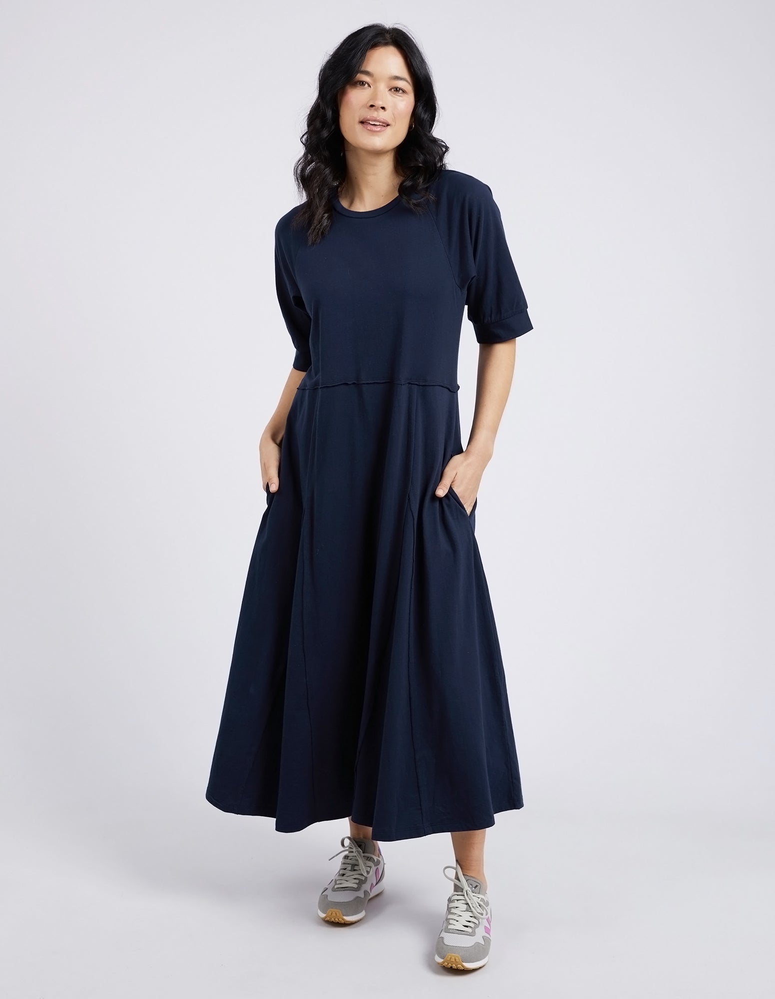 Collection of Elm York Midi Dress - Navy in a gallery layout