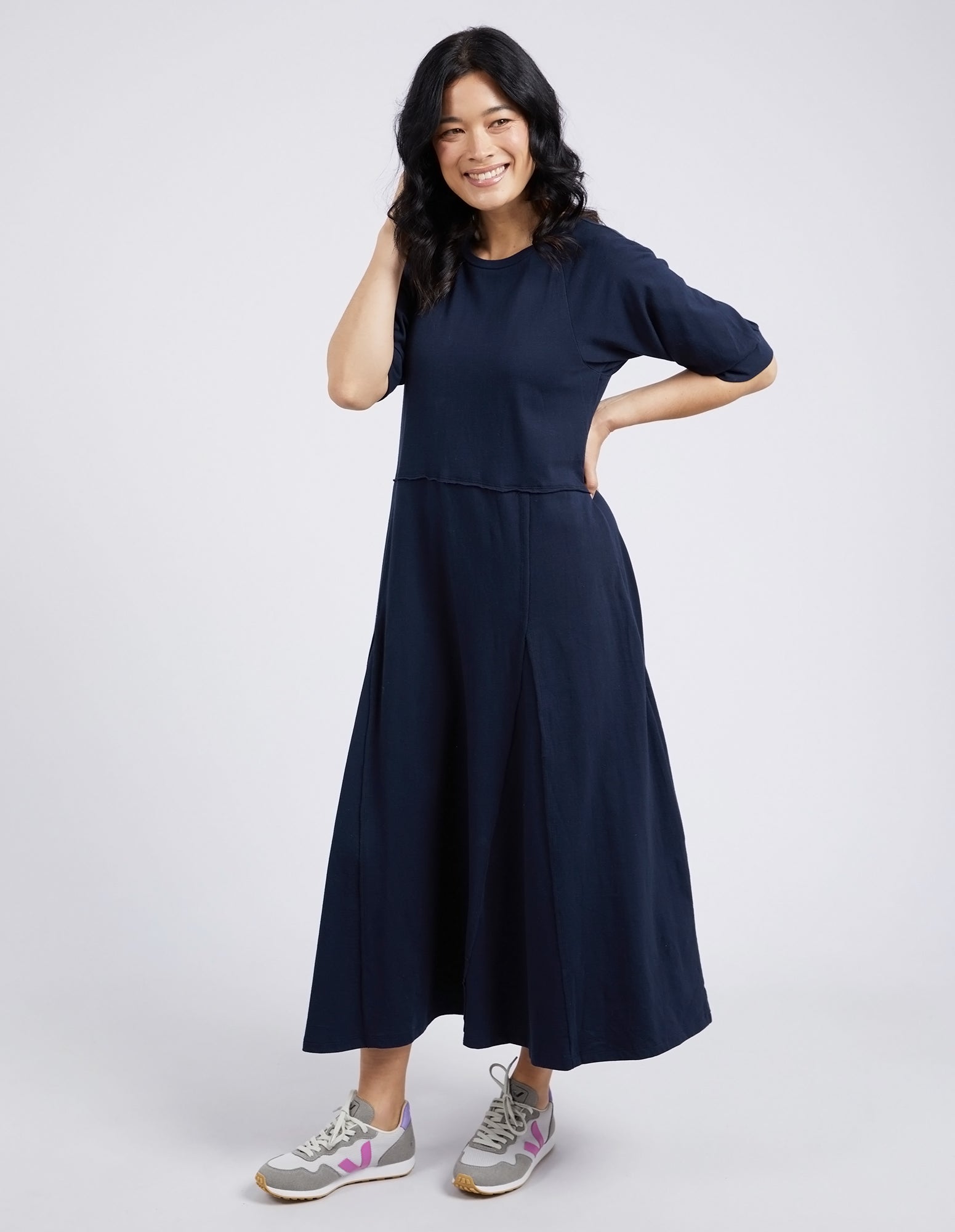 Collection of Elm York Midi Dress - Navy in a gallery layout