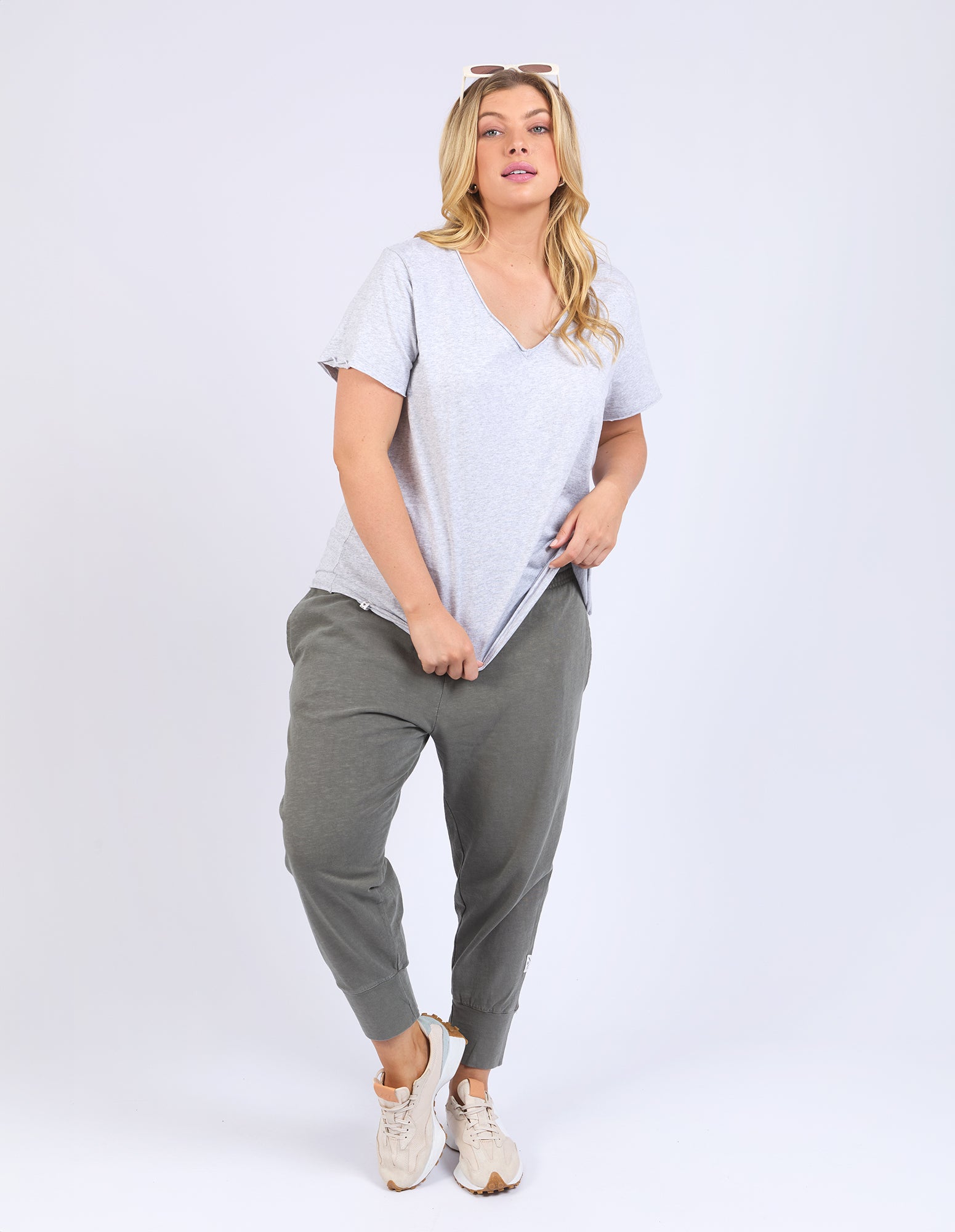 Image of Elm Pima Vee Tee - Grey Marle