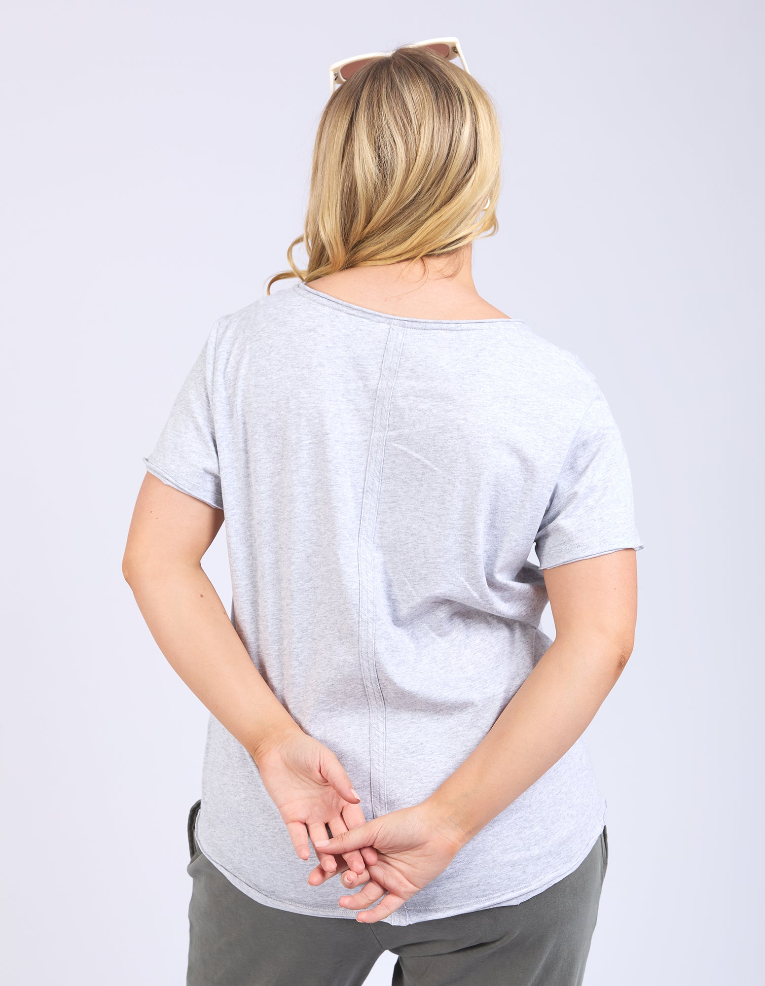 Image of Elm Pima Vee Tee - Grey Marle