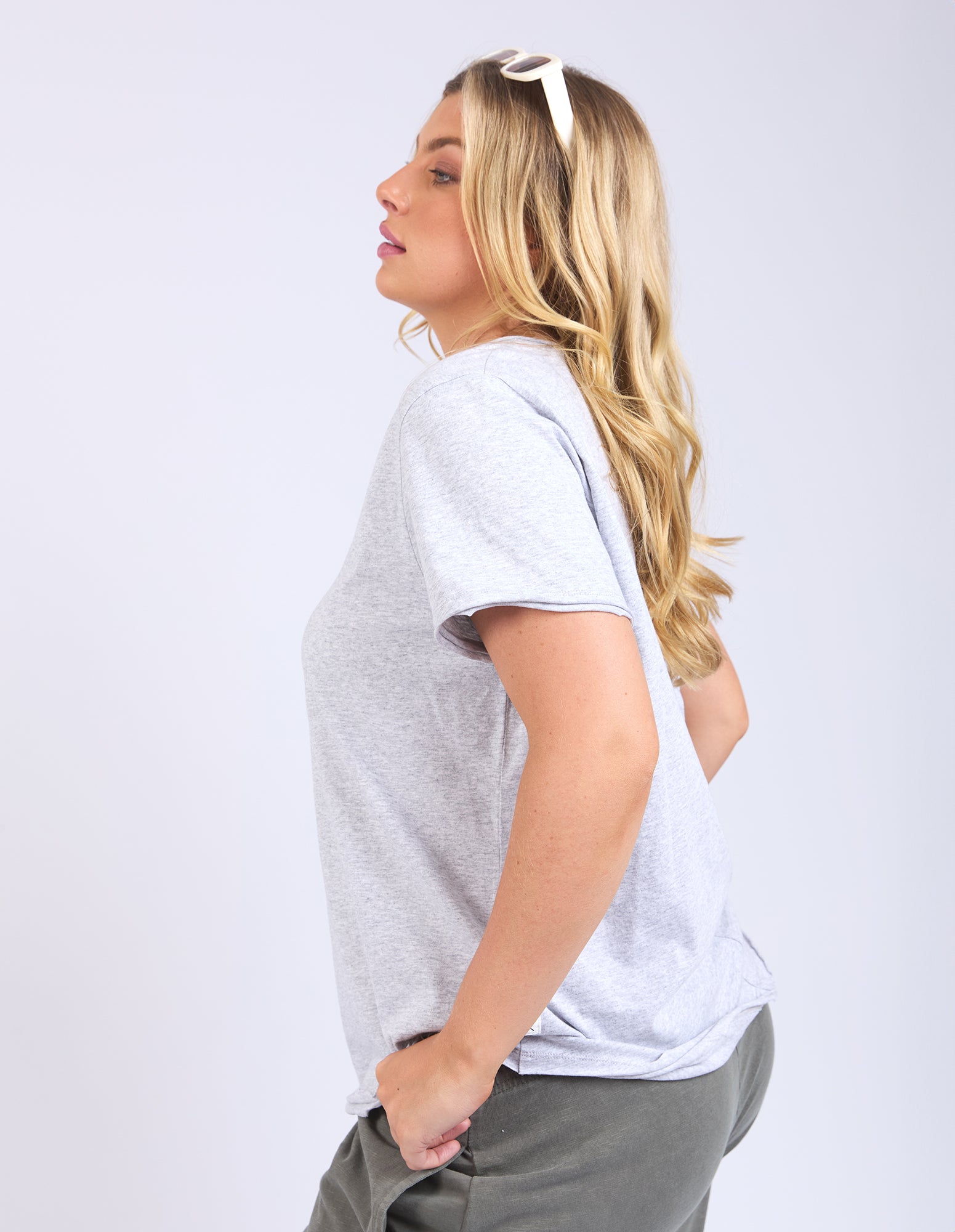 Elm Pima Vee Tee - Grey Marle