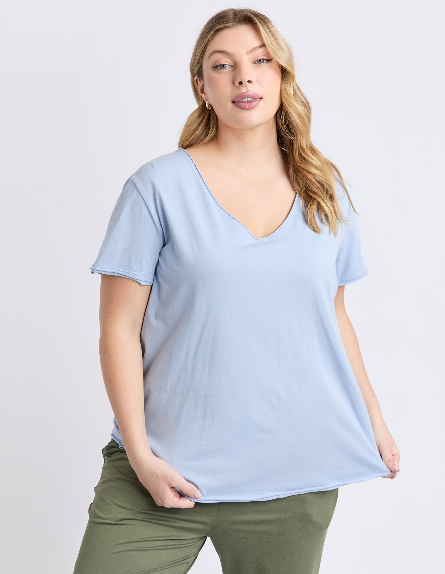 Image of Elm Pima Vee Tee - Sky Blue