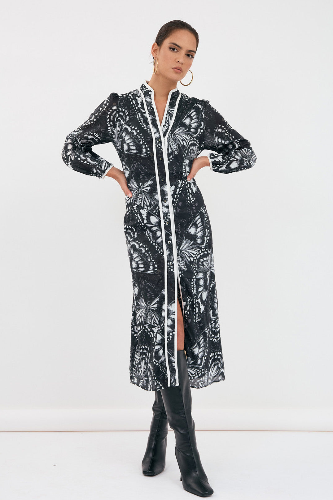 Collection of Adorne Nelly Butterfly Print Dress in a gallery layout