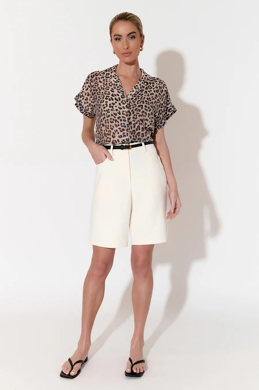 Collection of Adorne Miley Short Sleeve Shirt - Leopard Print in a gallery layout