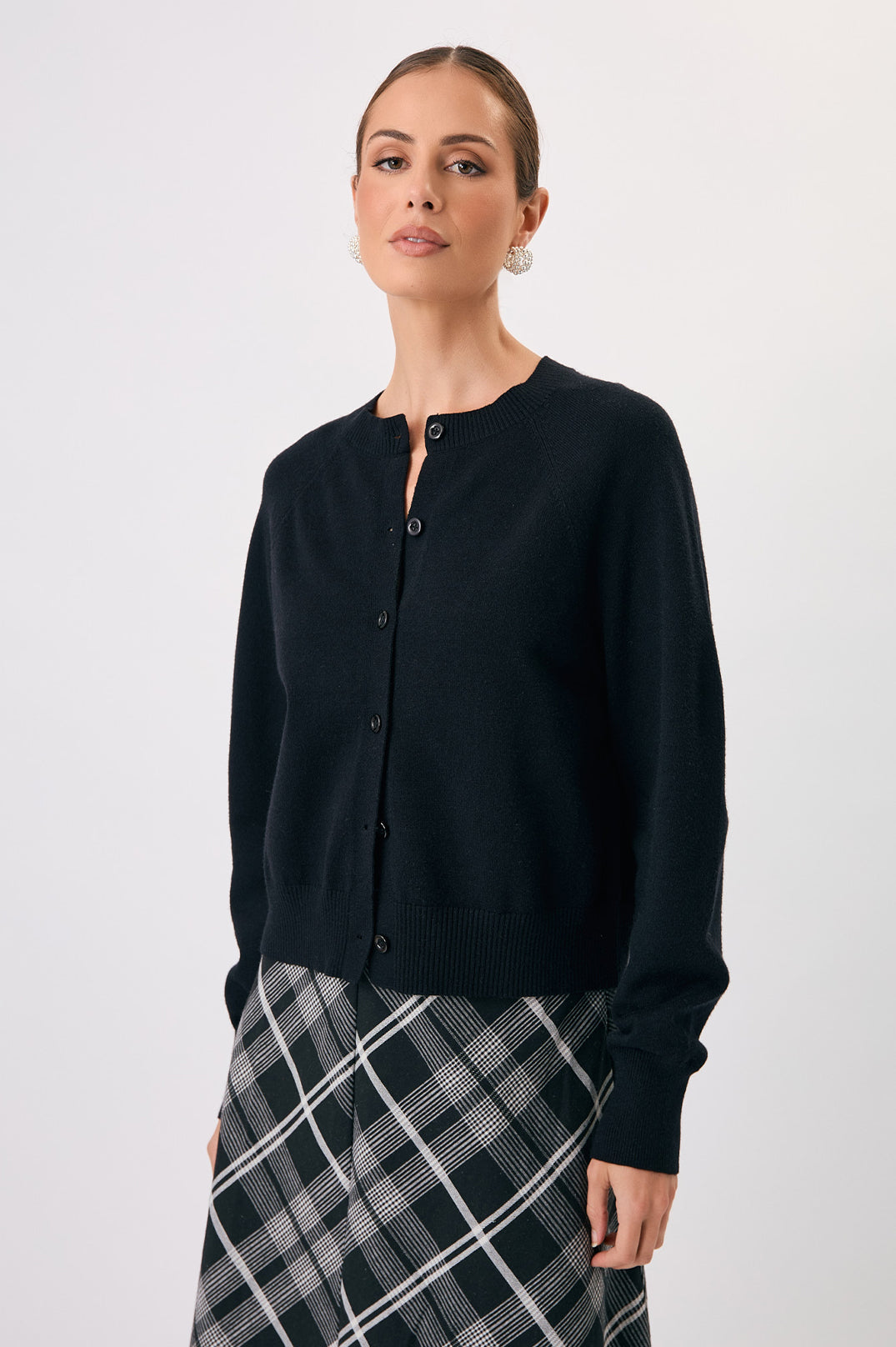 Collection of Adorne Freddy Knit Cardigan - Black in a gallery layout