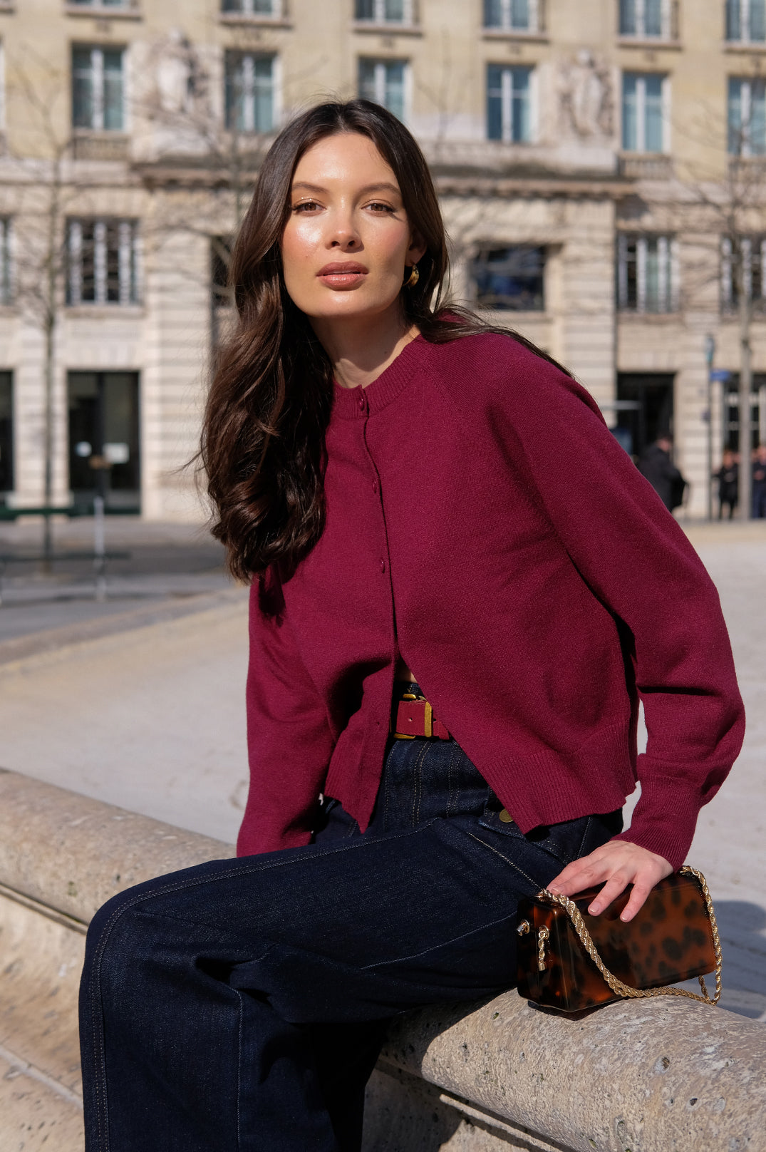 Adorne Freddy Knit Cardigan - Burgandy