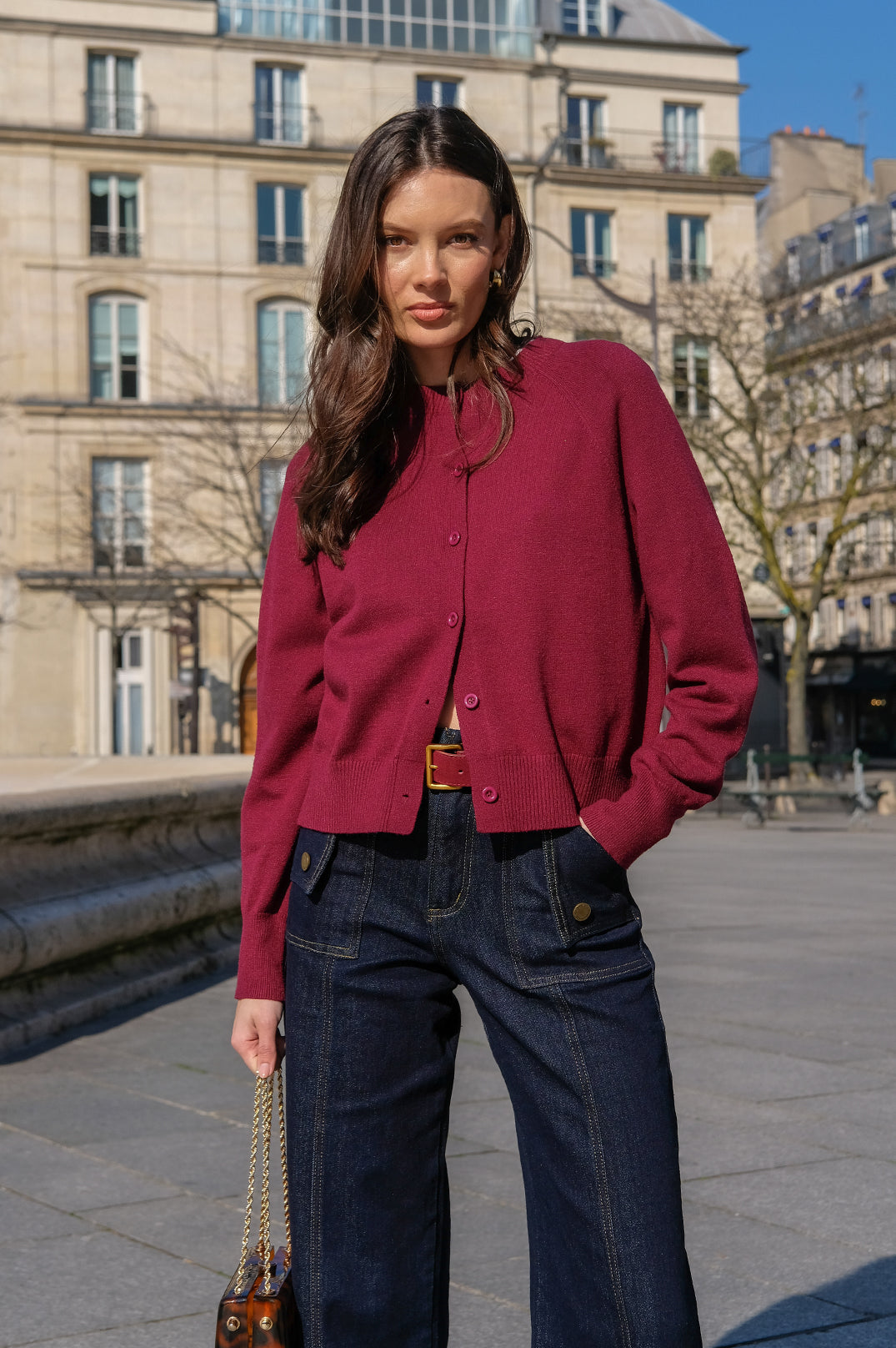 Collection of Adorne Freddy Knit Cardigan - Burgandy in a gallery layout