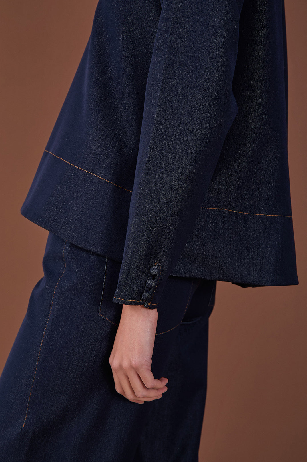 Collection of Adorne Solace Drape Denim Top - Denim in a gallery layout