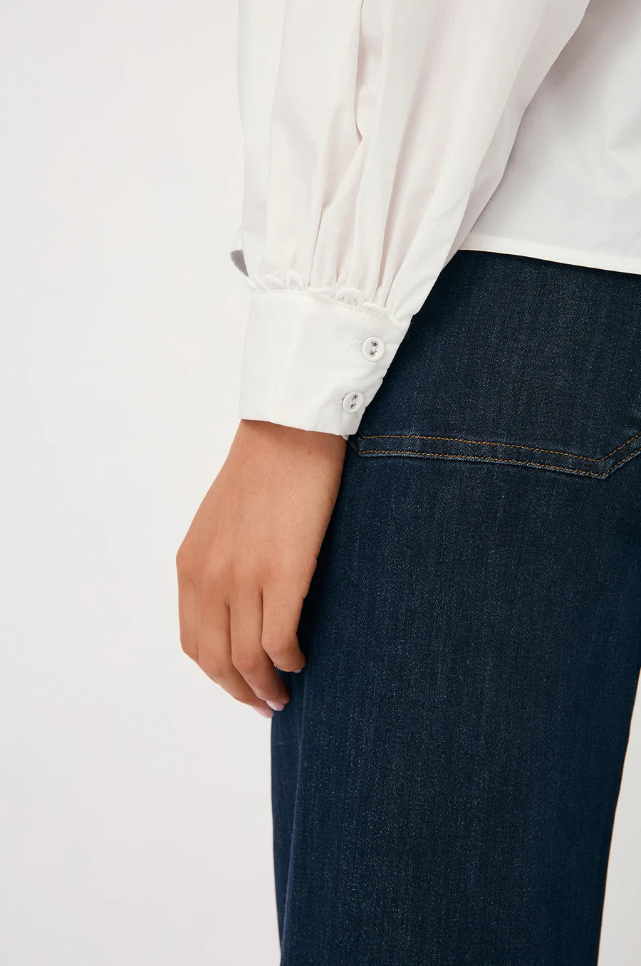 Collection of Adorne Tamara Lace Trimmed Shirt - White in a gallery layout