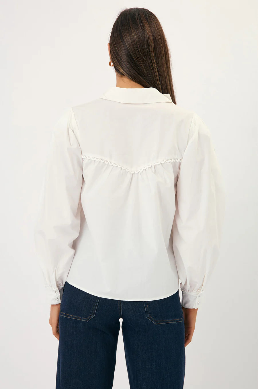 Adorne Tamara Lace Trimmed Shirt - White